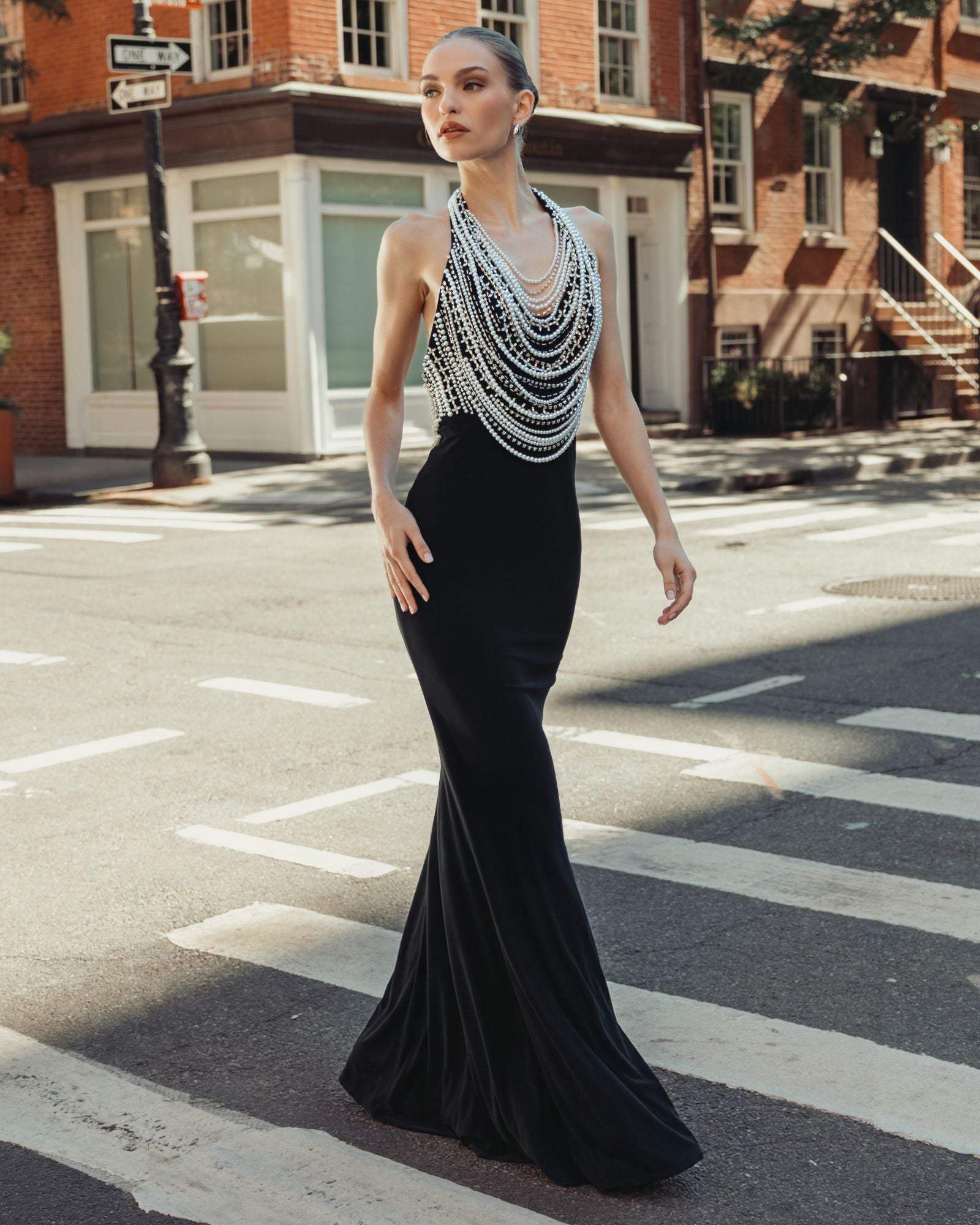 black beaded backless dress Halter Neck Jersey Gown bundle while the back slit SKIMS | Dresses | Evening gown Color:Custom Color(Leave color in the seller box)