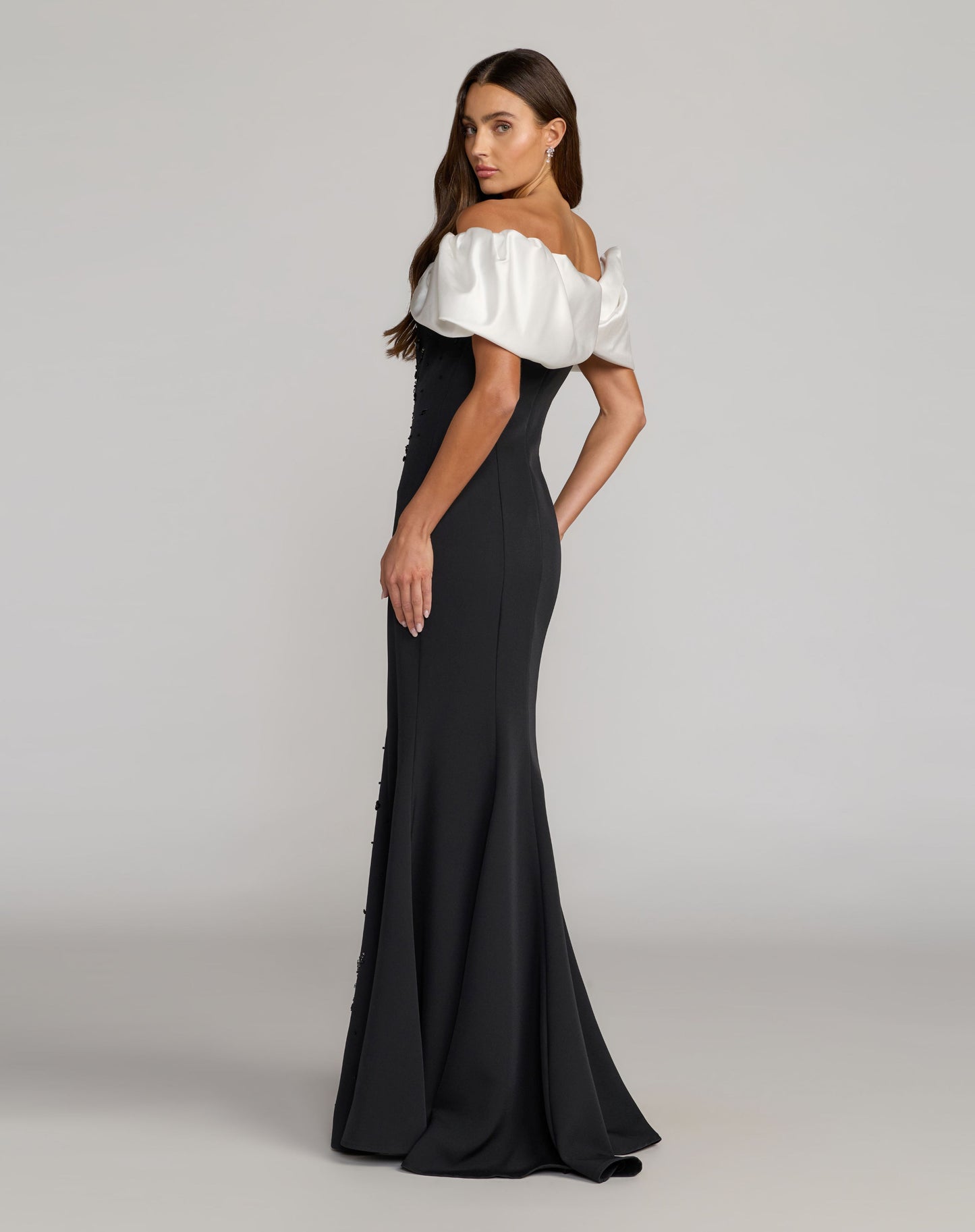 Black Beaded Off The Shoulder Mermaid Gown - Mac Duggal