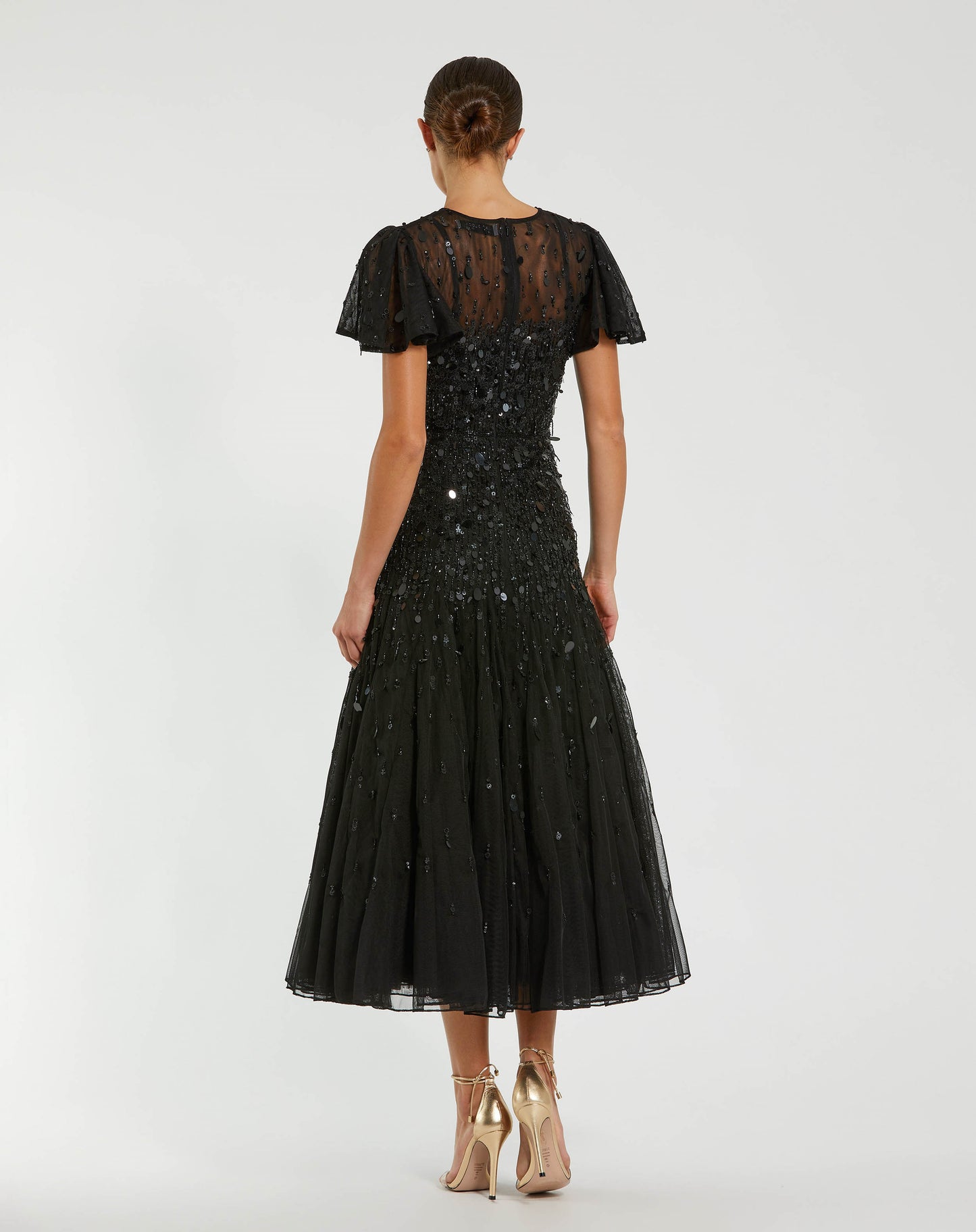 Black Beaded Fringe Midi Dress Mac Duggal