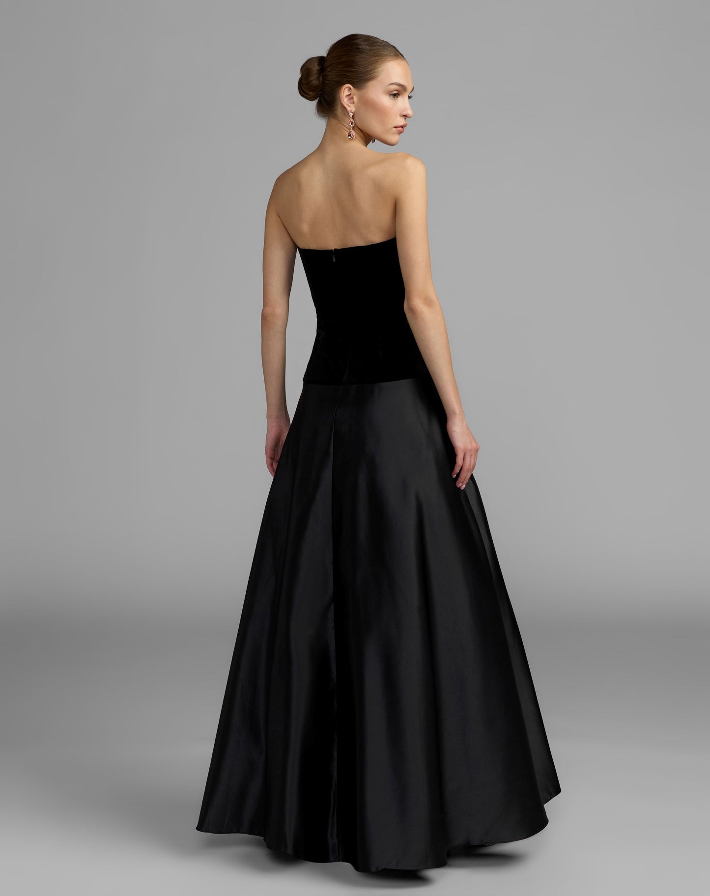 Black Strapless Velvet Gown With Bow Detail - Ieena for Mac Duggal