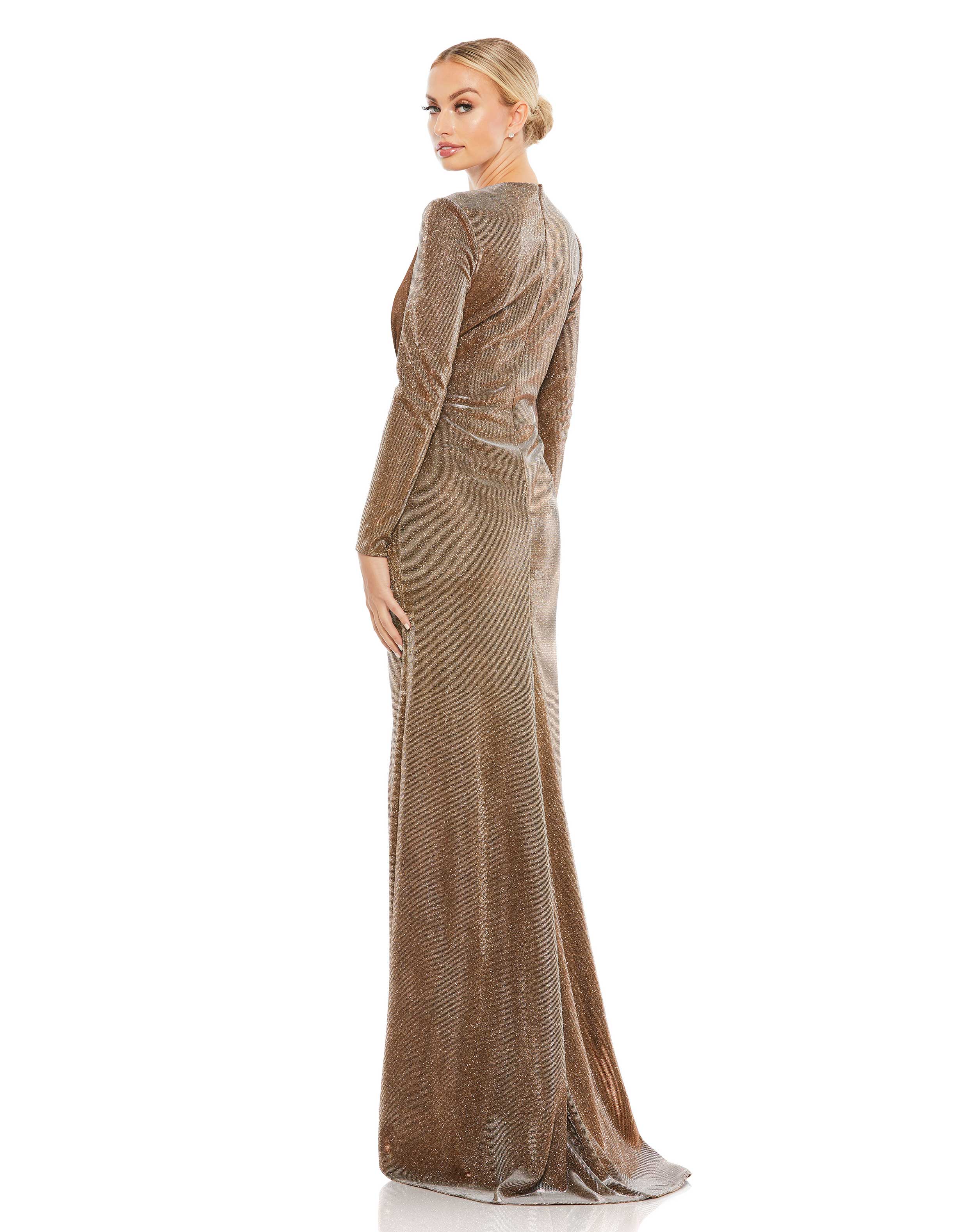Front Twist V Neck Long Sleeve Gown