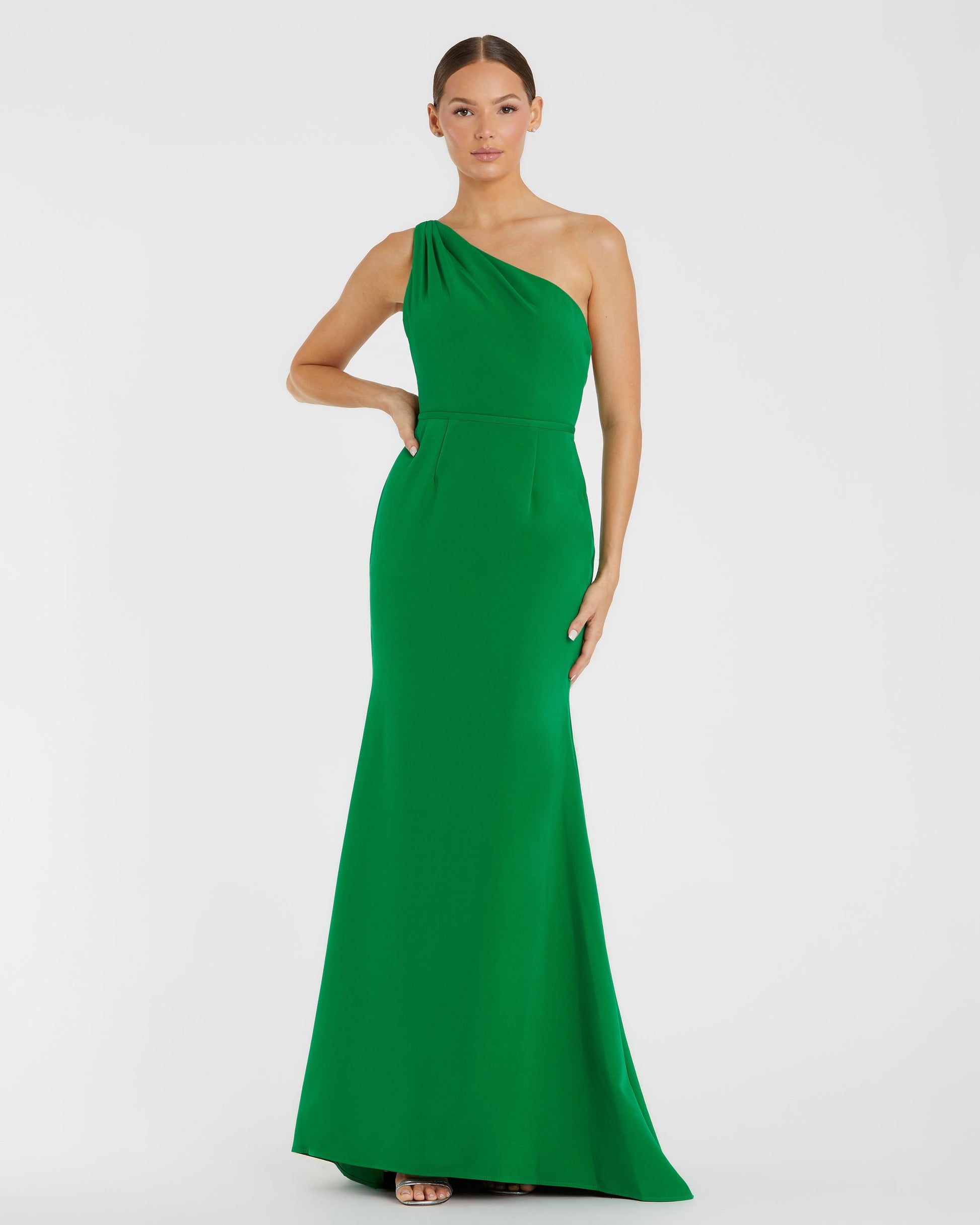 One Shoulder Jersey Mermaid Gown