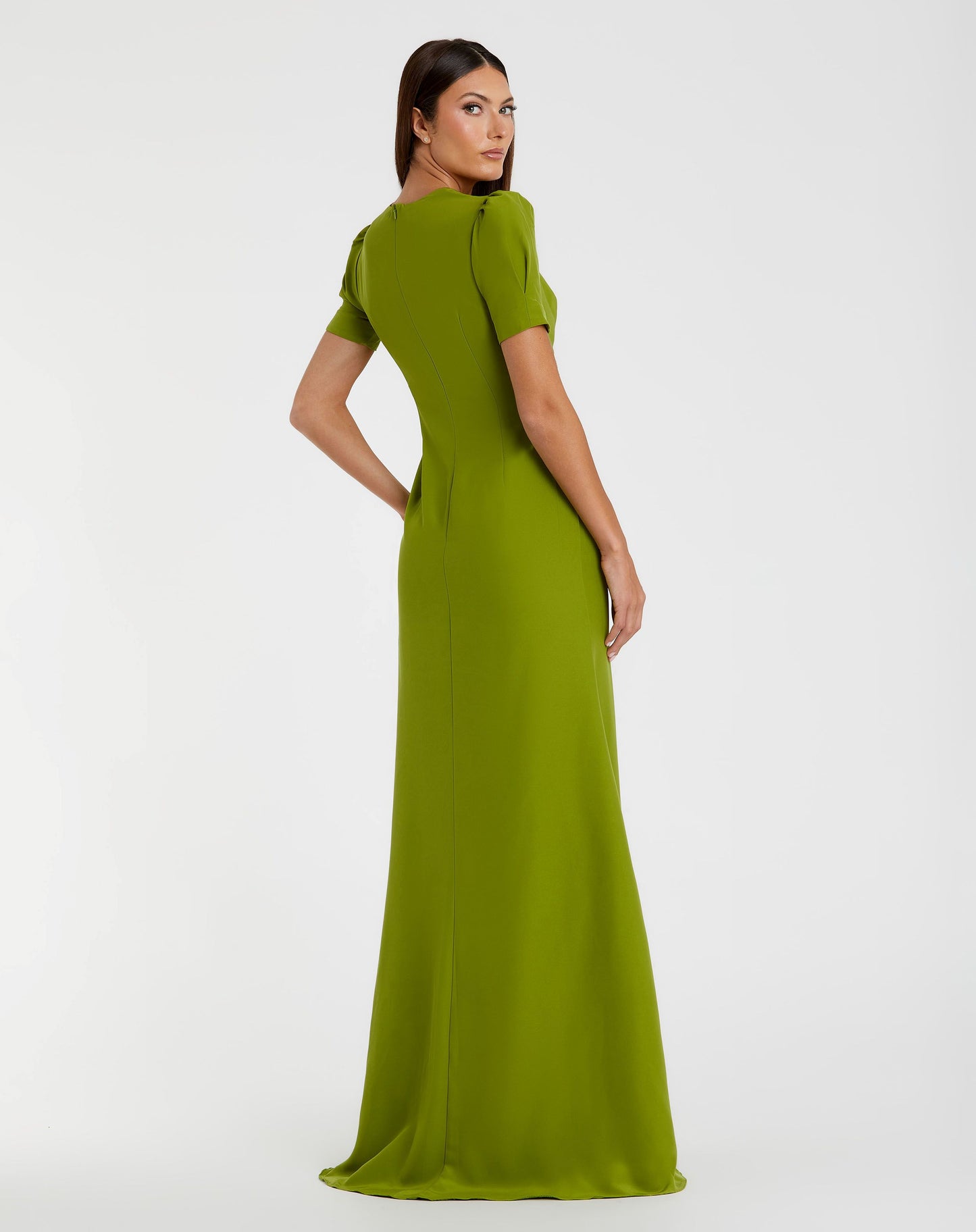 Plunge Neck Puff Sleeve Cut Out Gown