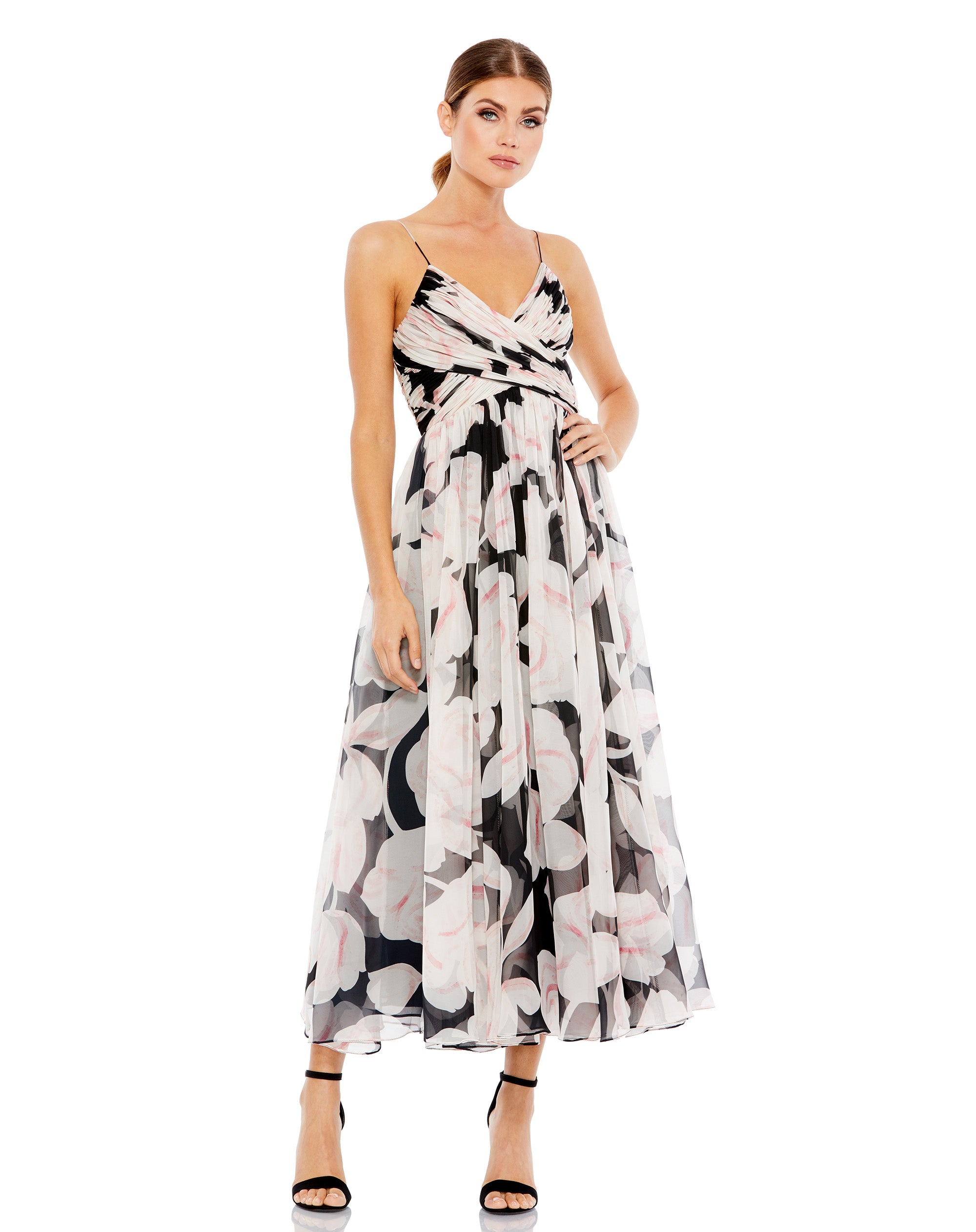 Floral Faux Wrap Sleeveless Flowy Midi Dress | Sample | Sz. XS