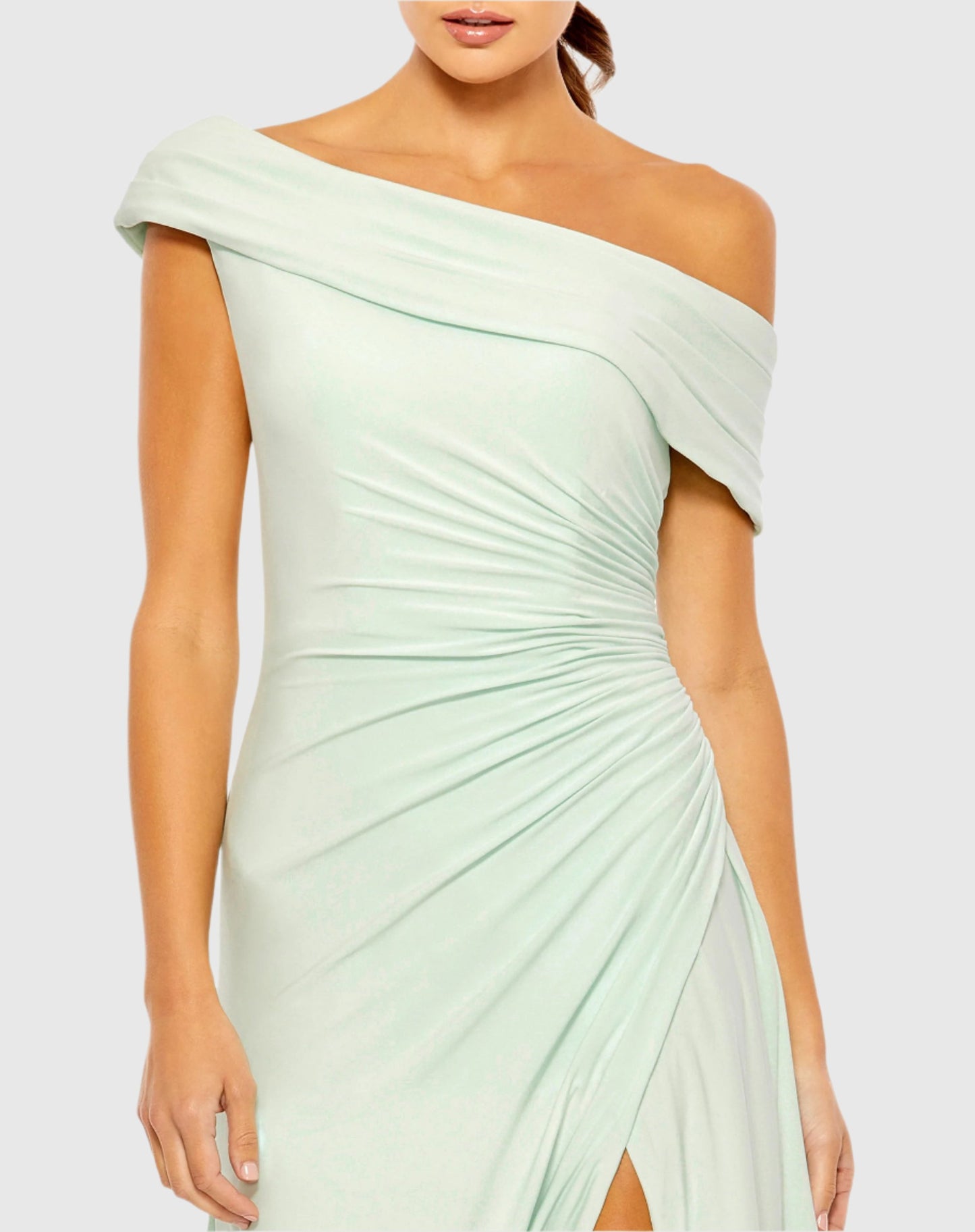 Ruched Off-The-Shoulder Midi Dress