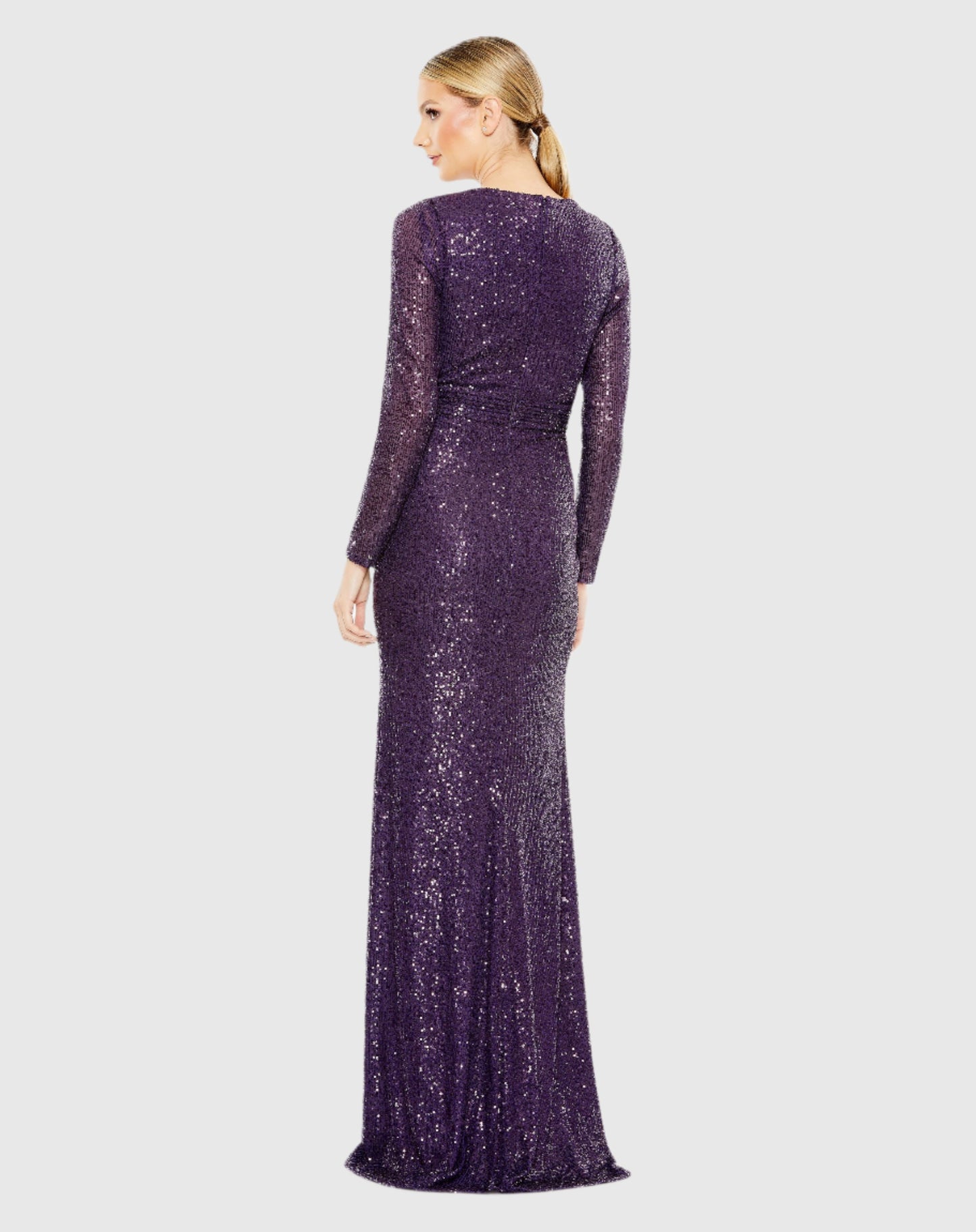 Sequined Long Sleeve Gown