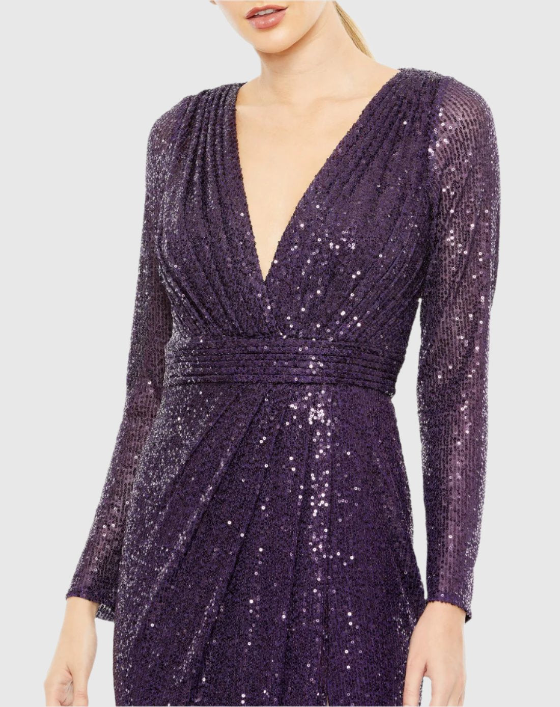 Sequined Long Sleeve Gown