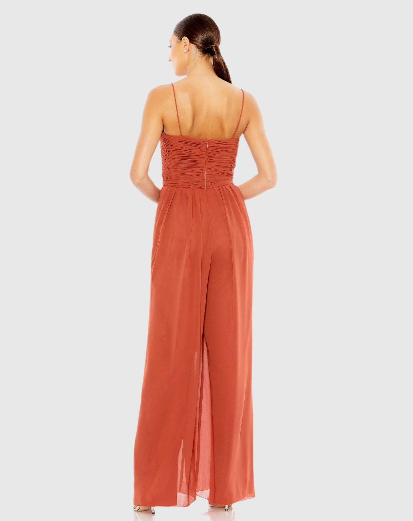 Ruched Sleeveless Tie Jumpsuit