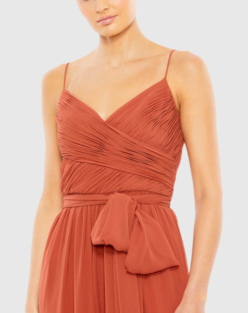 Ruched Sleeveless Tie Jumpsuit