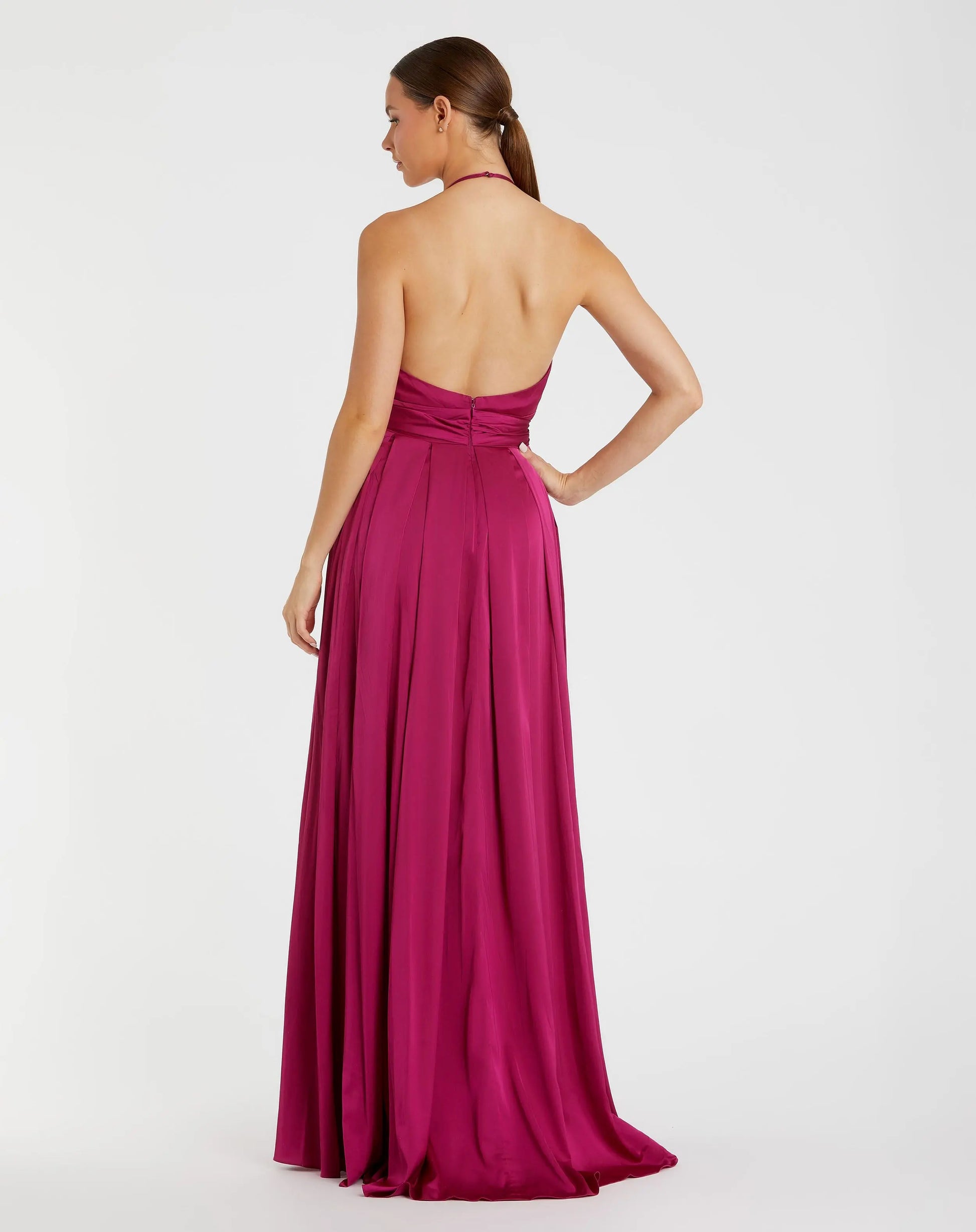 Dark Halter Neck Charmeuse Gown | Mac Duggal Dark Halter Neck Charmeuse Gown | Mac Duggal