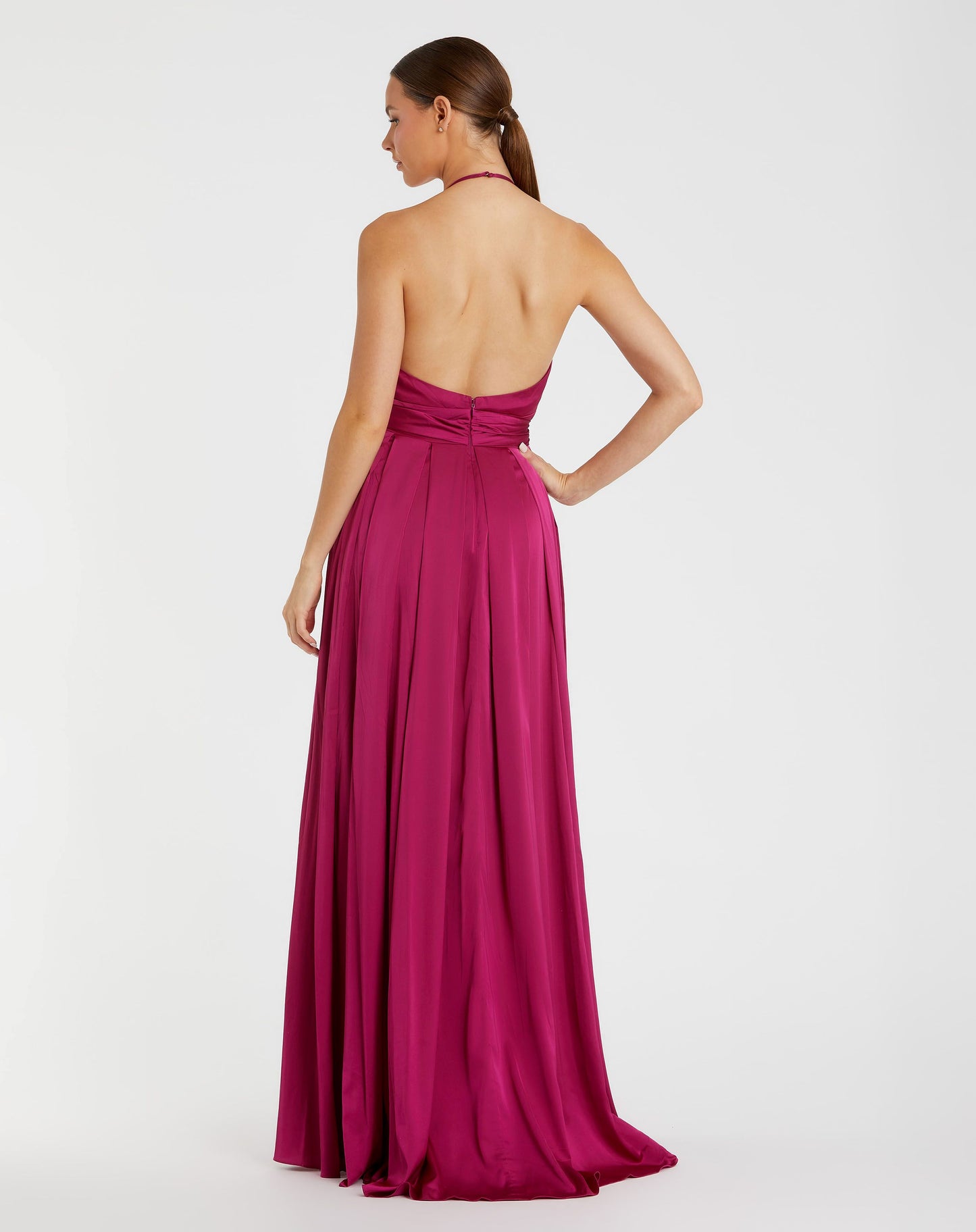 Charmeuse Halter Strap Soft Tie Waist Gown