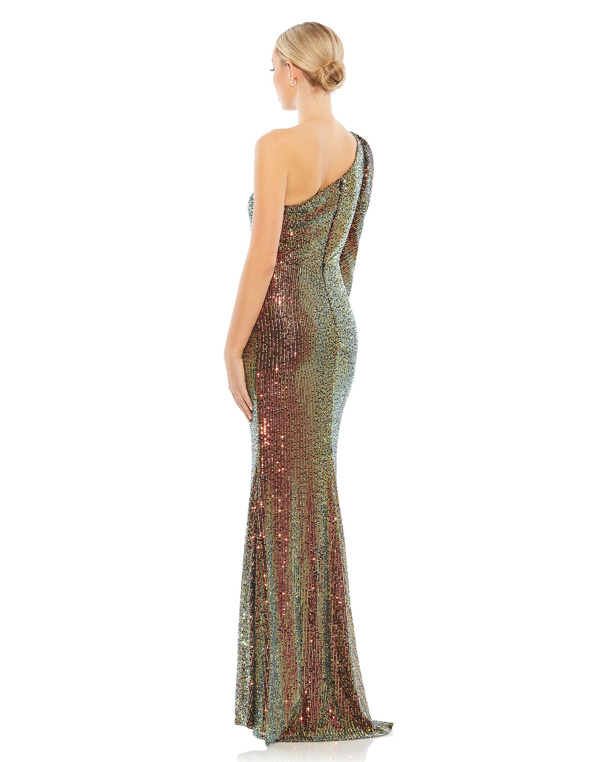 Sequined One Shoulder Trumpet Gown