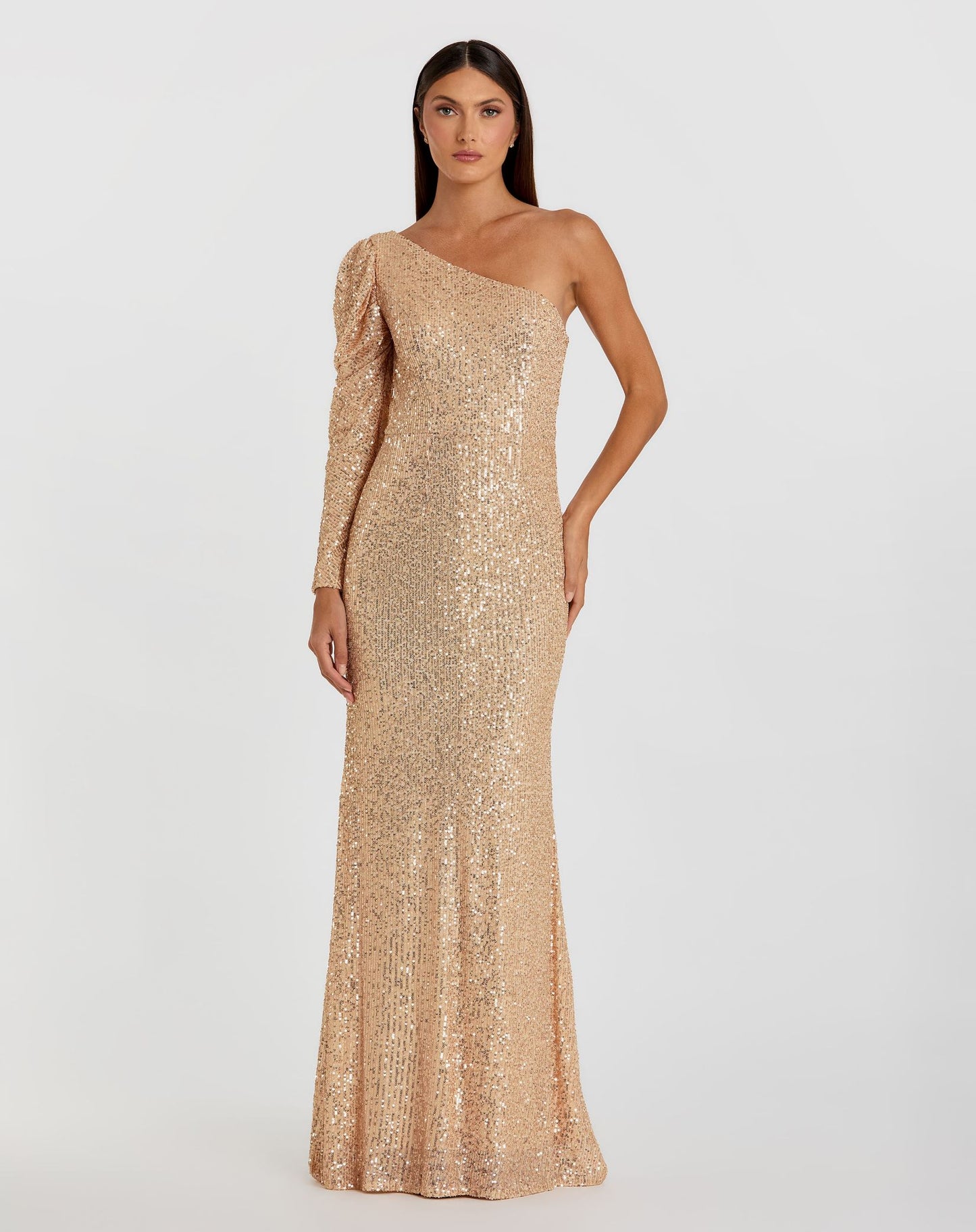 Sequined One Shoulder Trumpet Gown