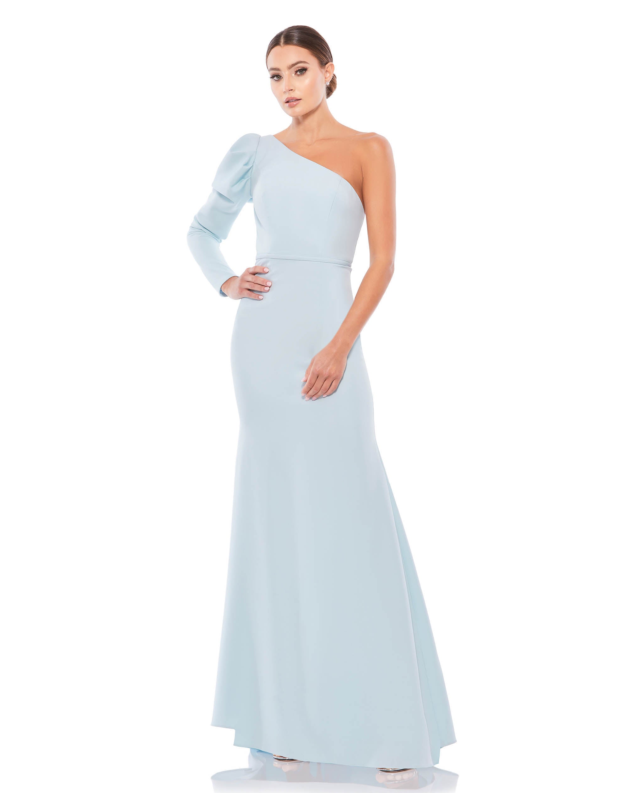 One Shoulder Puff Sleeve Gown