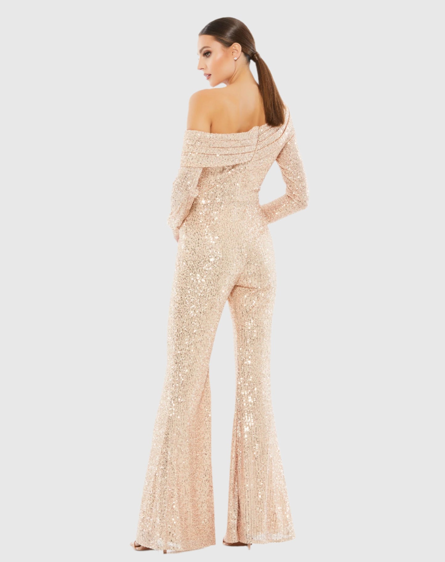 Sequined Drop Shoulder Long Sleeve Jumpsuit