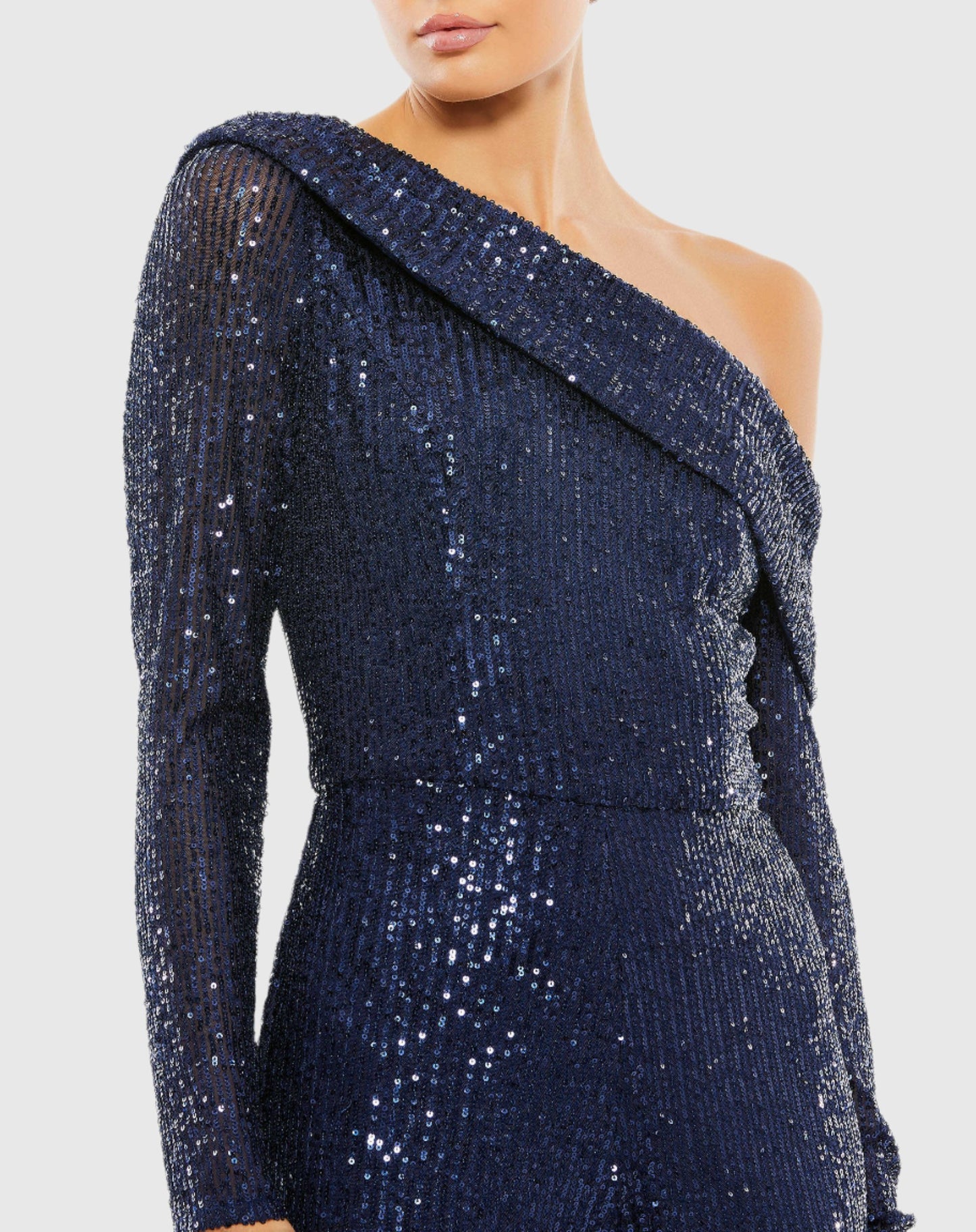 Sequined Drop Shoulder Long Sleeve Jumpsuit