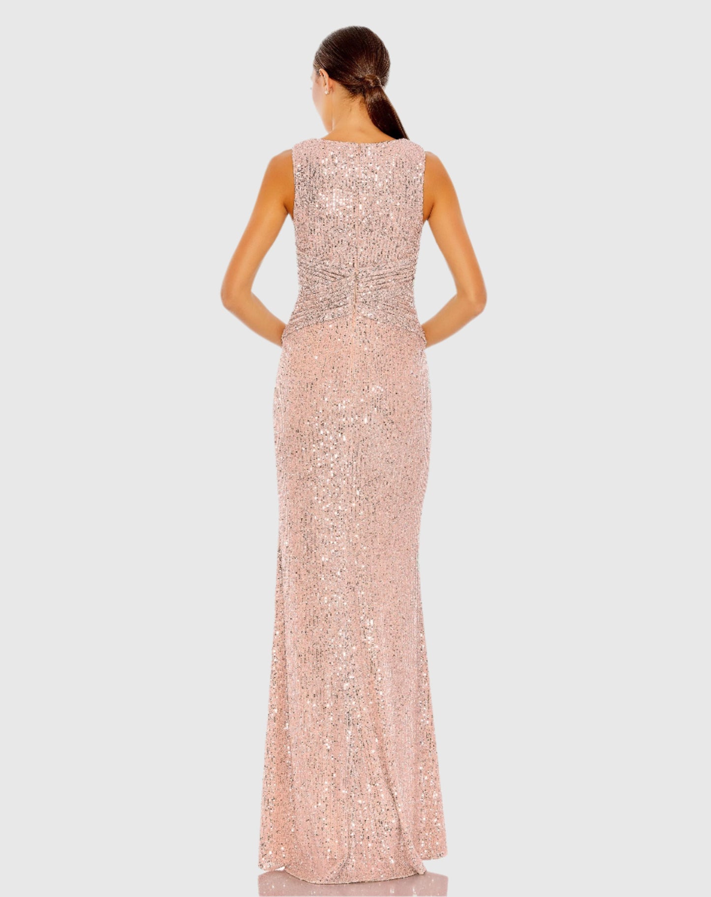 V-Neck Sequin Wrap Waist Gown