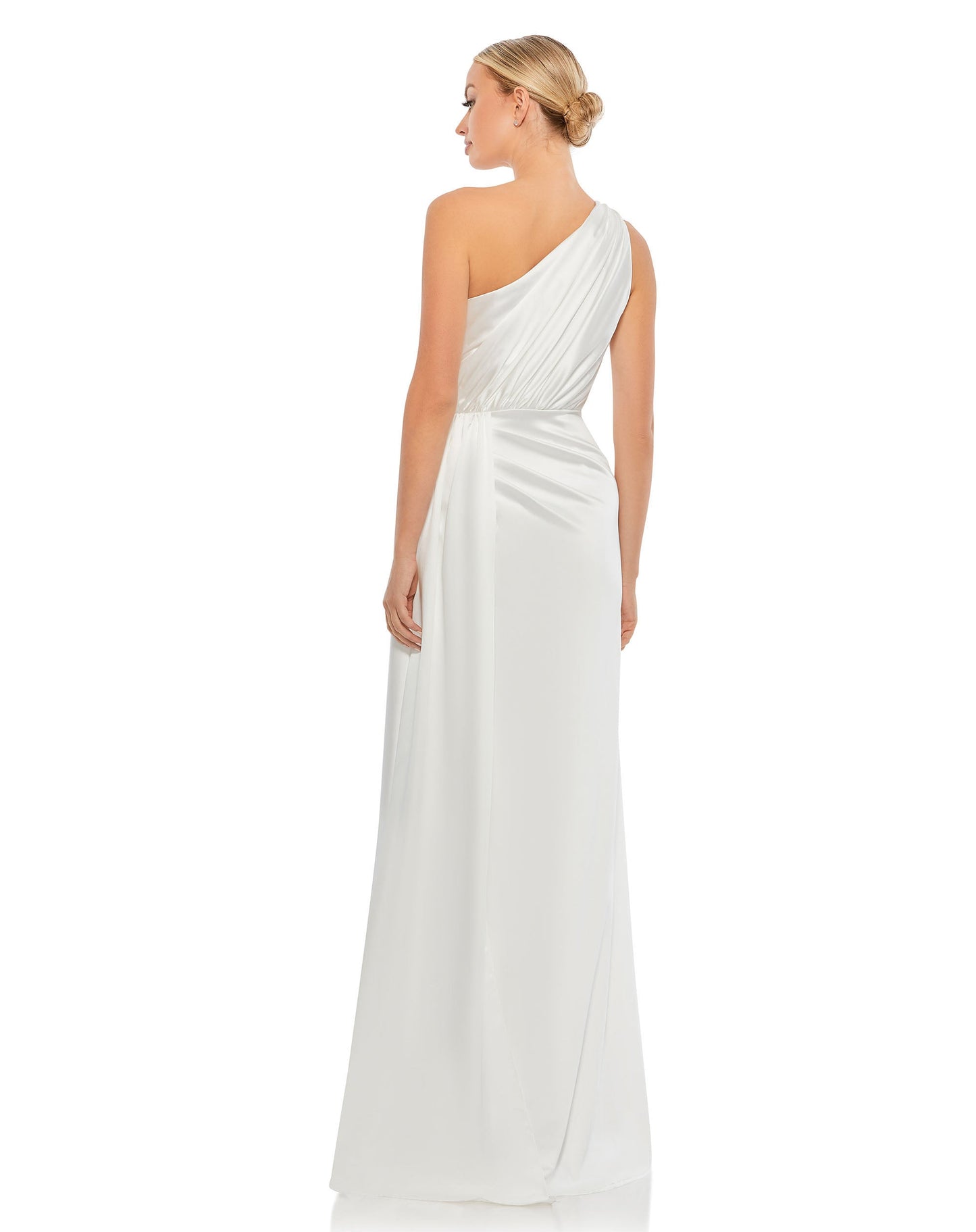 Gerafftes One-Shoulder-Wickelkleid aus Satinimitat - ENDGÜLTIGER VERKAUF