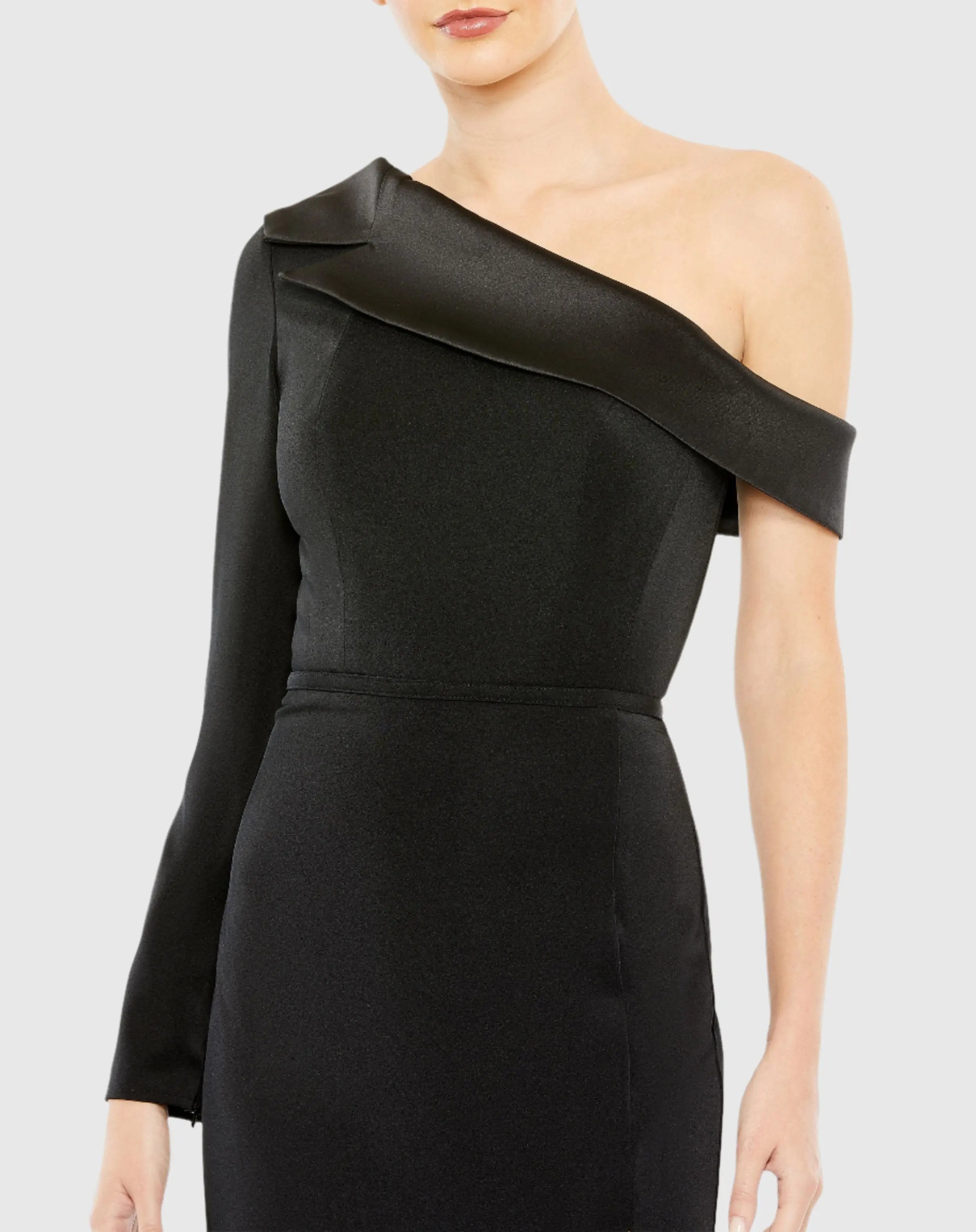 Black Long Sleeve Drop Shoulder Evening Gown - Mac Duggal