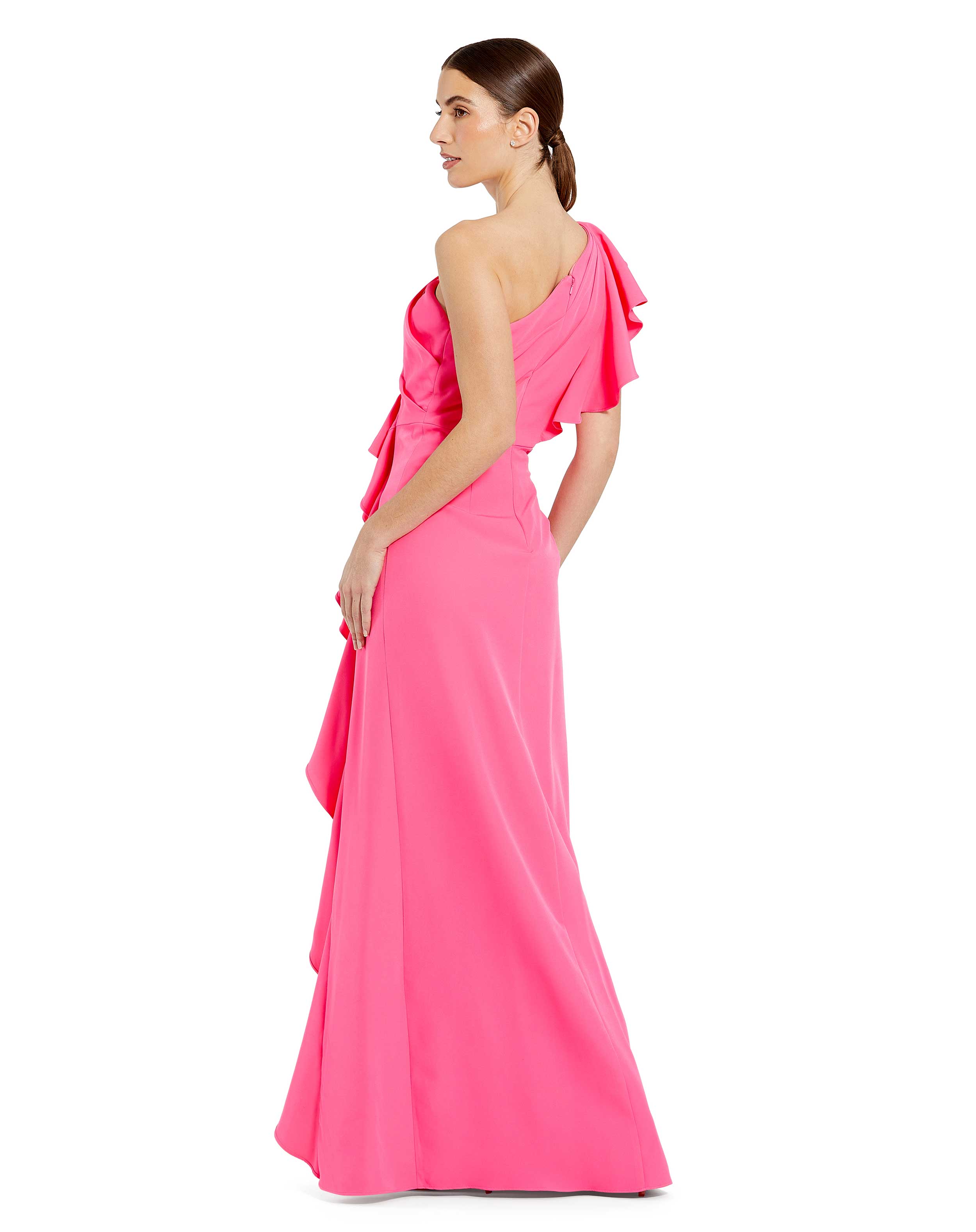 One Shoulder Front Ruffle Detailed Gown | Sample | Sz. 2