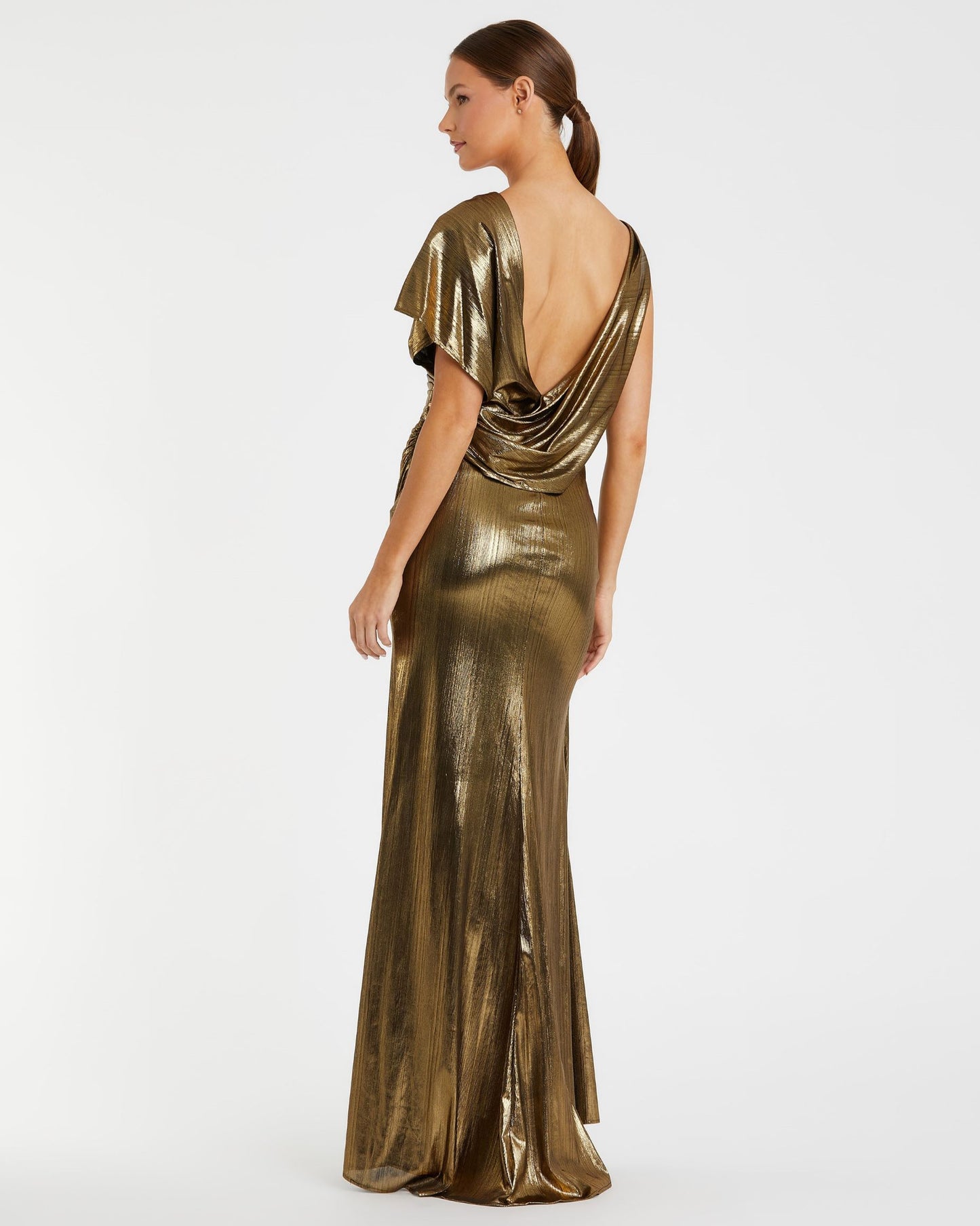 Asymmetrical Draped Trumpet Gown