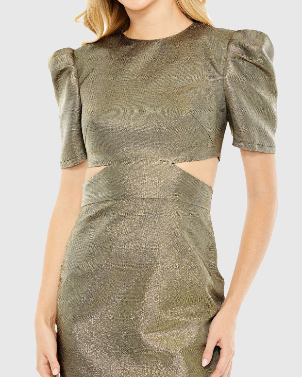 Minikleid mit Cut-Out und Puffärmeln in Metallic-Optik - ENDGÜLTIGER VERKAUF