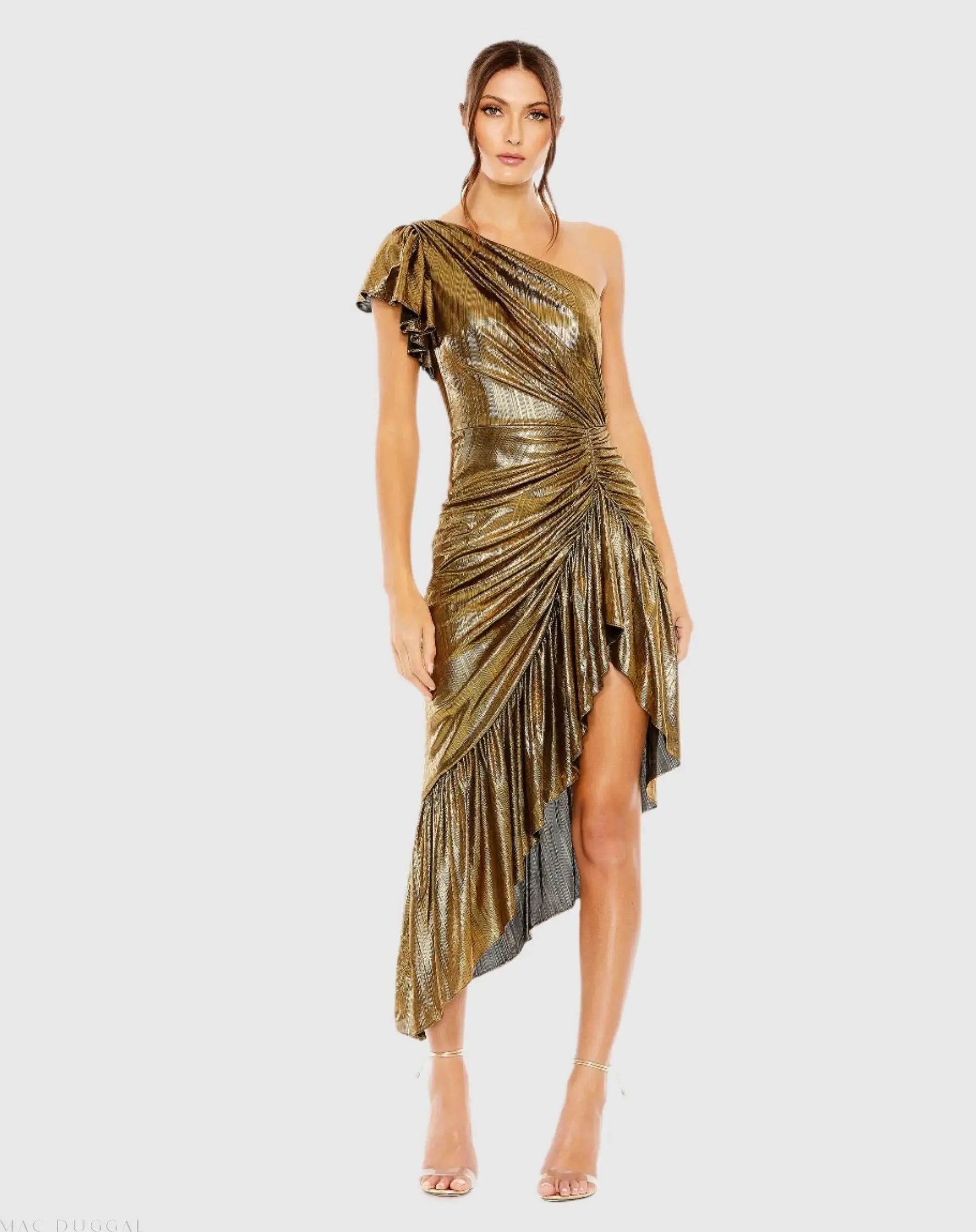 Mac Duggal - One Shoulder Flutter Sleeve High Low Dress Mac Duggal - One Shoulder Flutter Sleeve High Low Dress