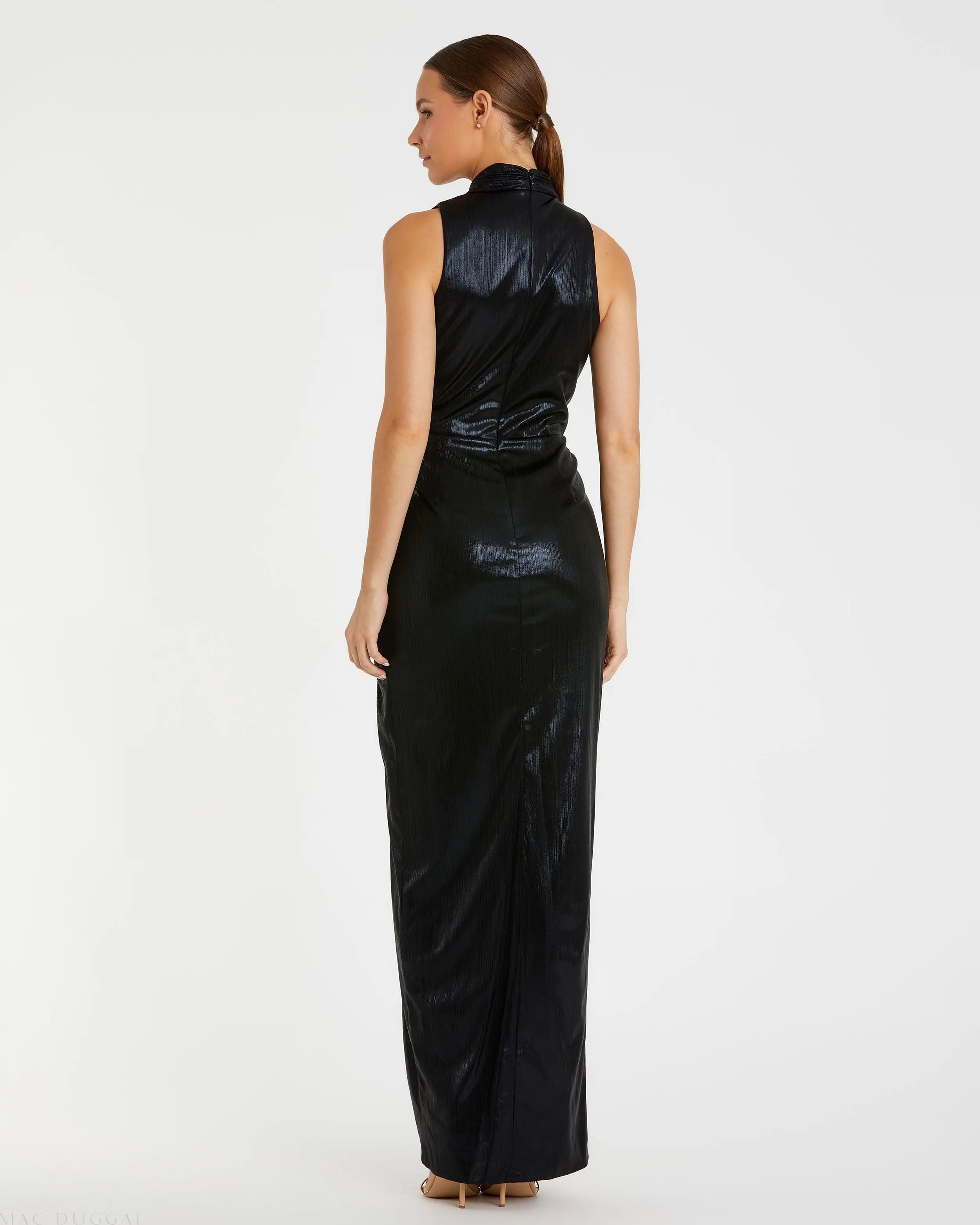 Black High Neck Sleeveless Gown - Mac Duggal