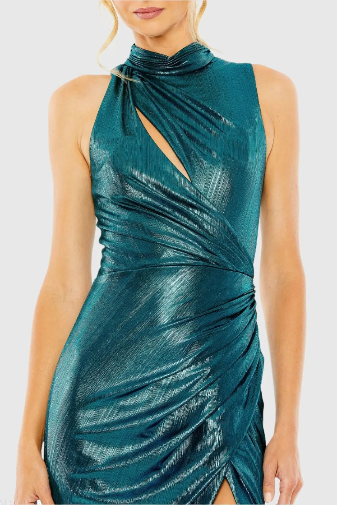 Teal High Neck Sleeveless Gown - Ieena for Mac Duggal