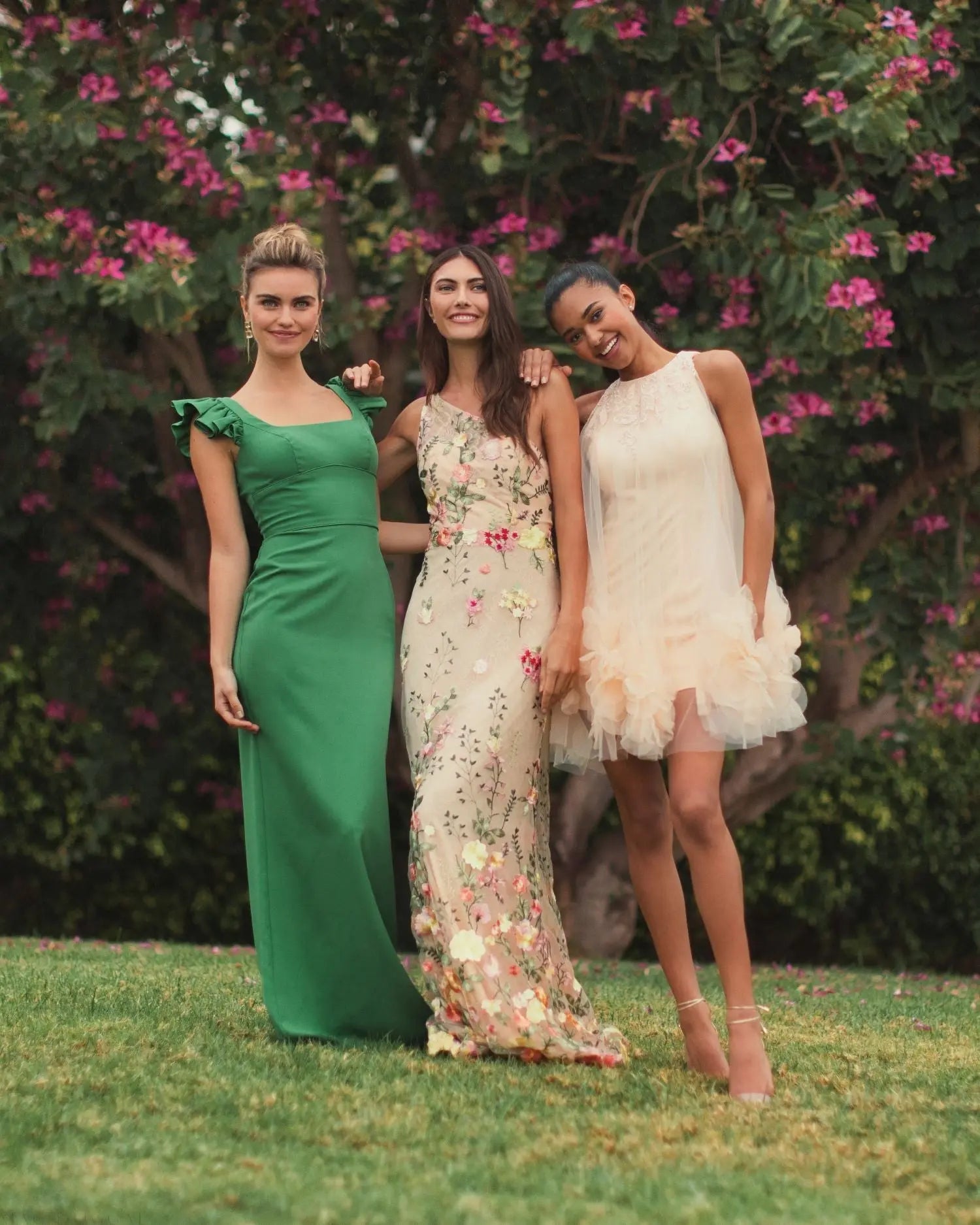 Green Ruffle Cap Sleeve Open Back Column Gown - Mac Duggal