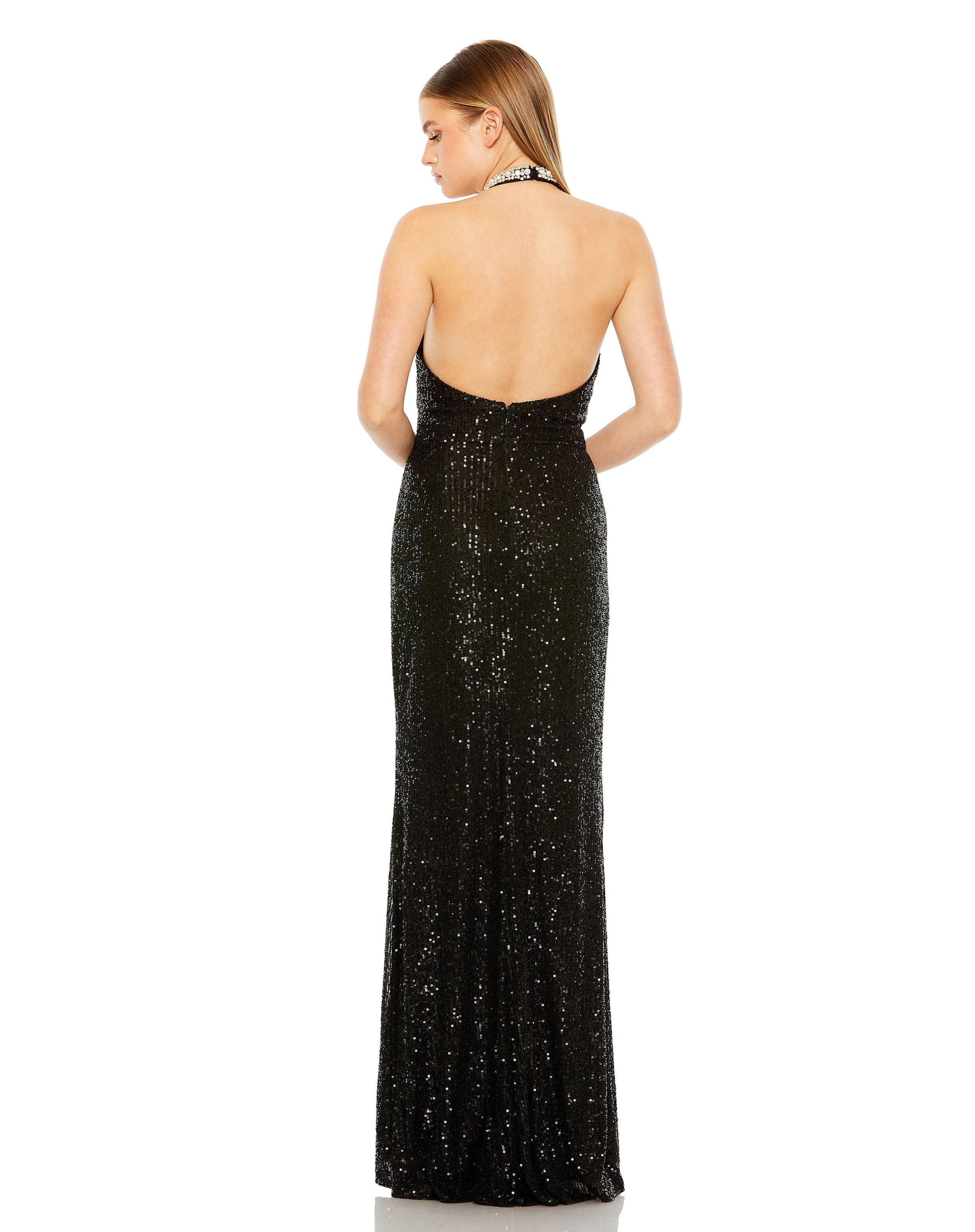 Halter Keyhole Sequin Gown