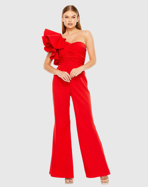 Jumpsuit mit One-Shoulder-Träger und Rüschendetail