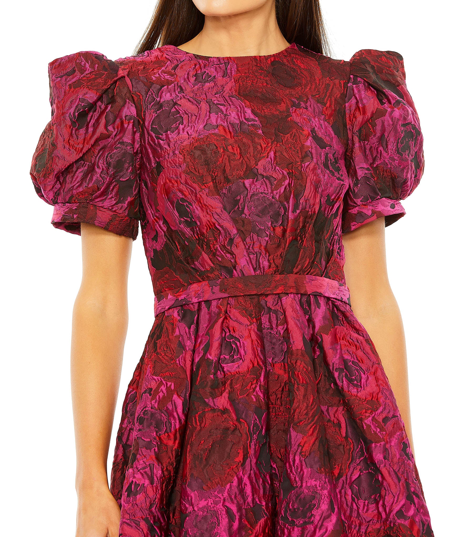 Puff Sleeve Brocade Mini Dress – Mac Duggal