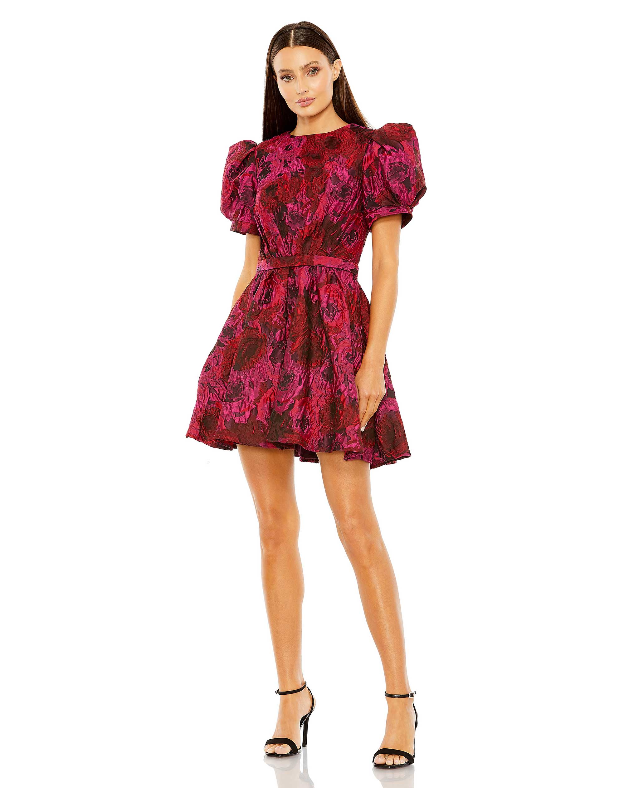 Puff Sleeve Brocade Mini Dress – Mac Duggal