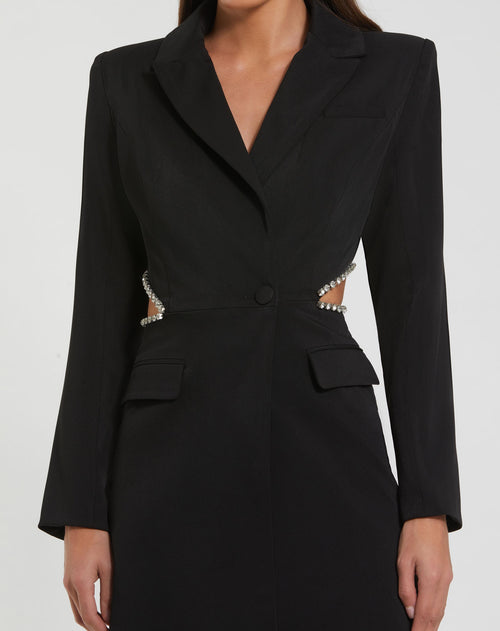 Crêpe-Blazer, Minikleid mit Strassbesatz