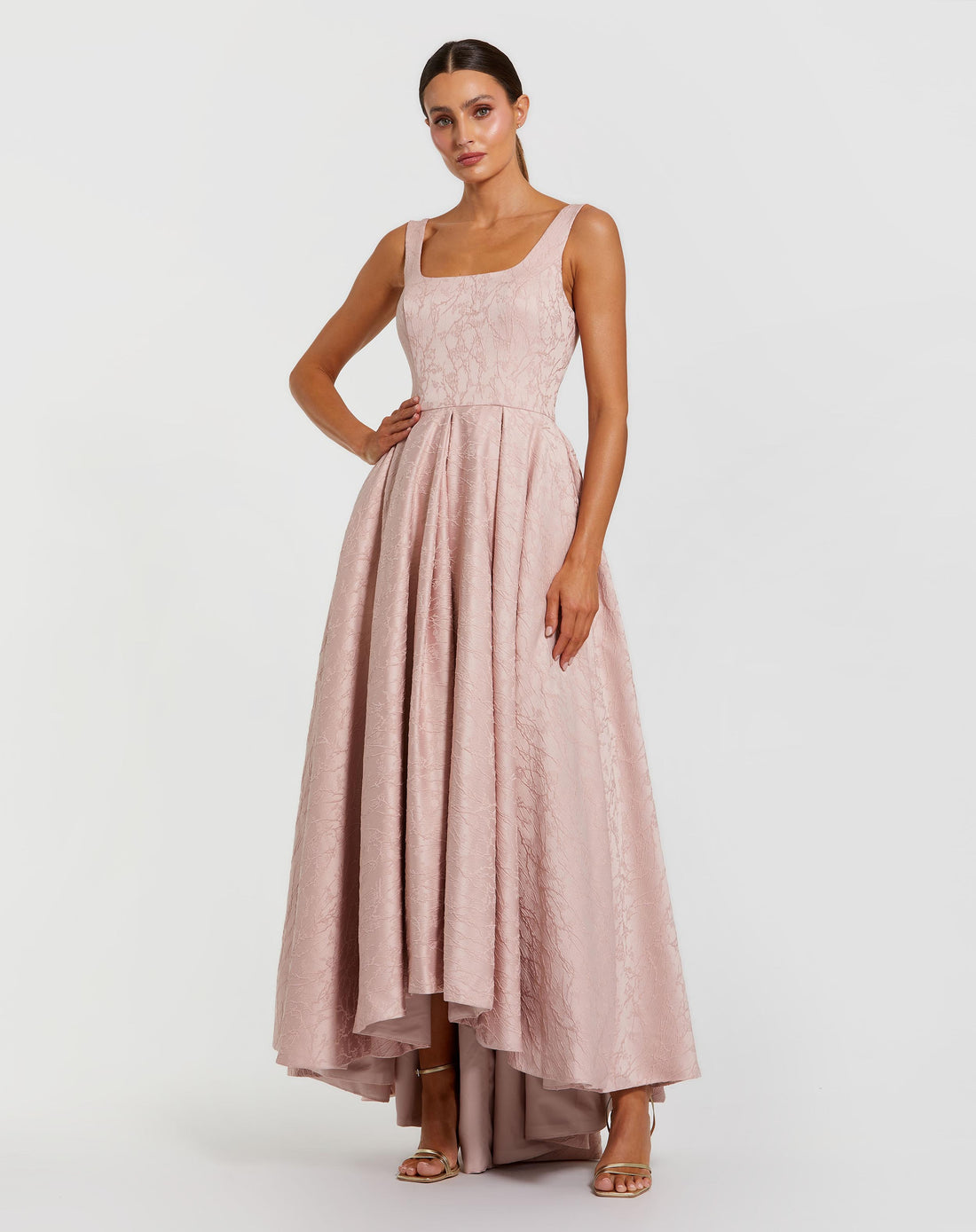Pink Sleeveless Square Neck High Low Gown - Ieena for Mac Duggal 