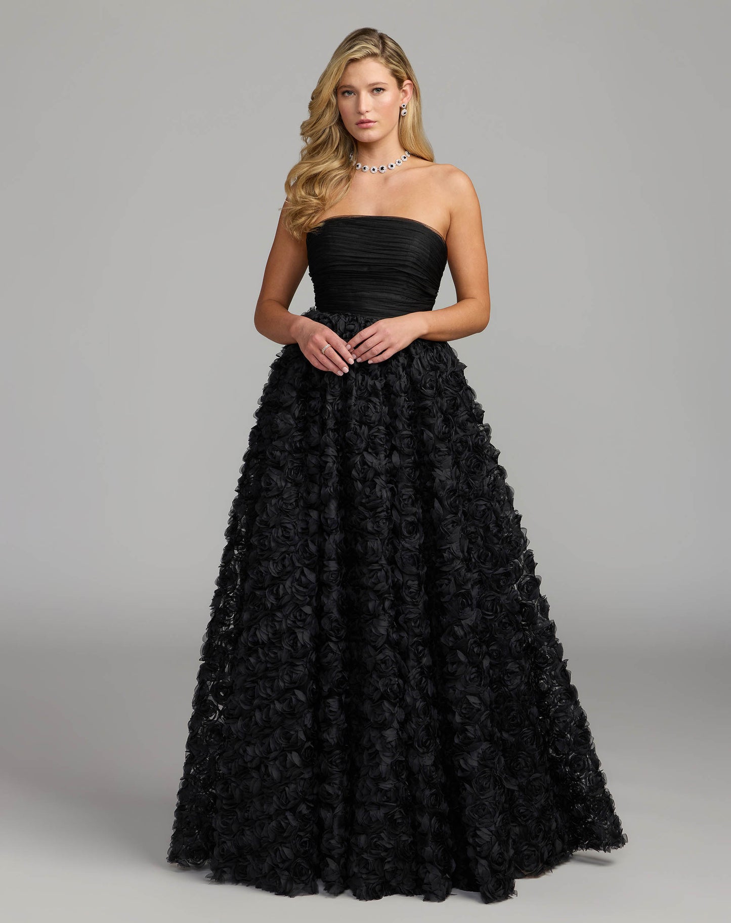 Strapless 3D Rosette Ballgown - Ieena for Mac Duggal
