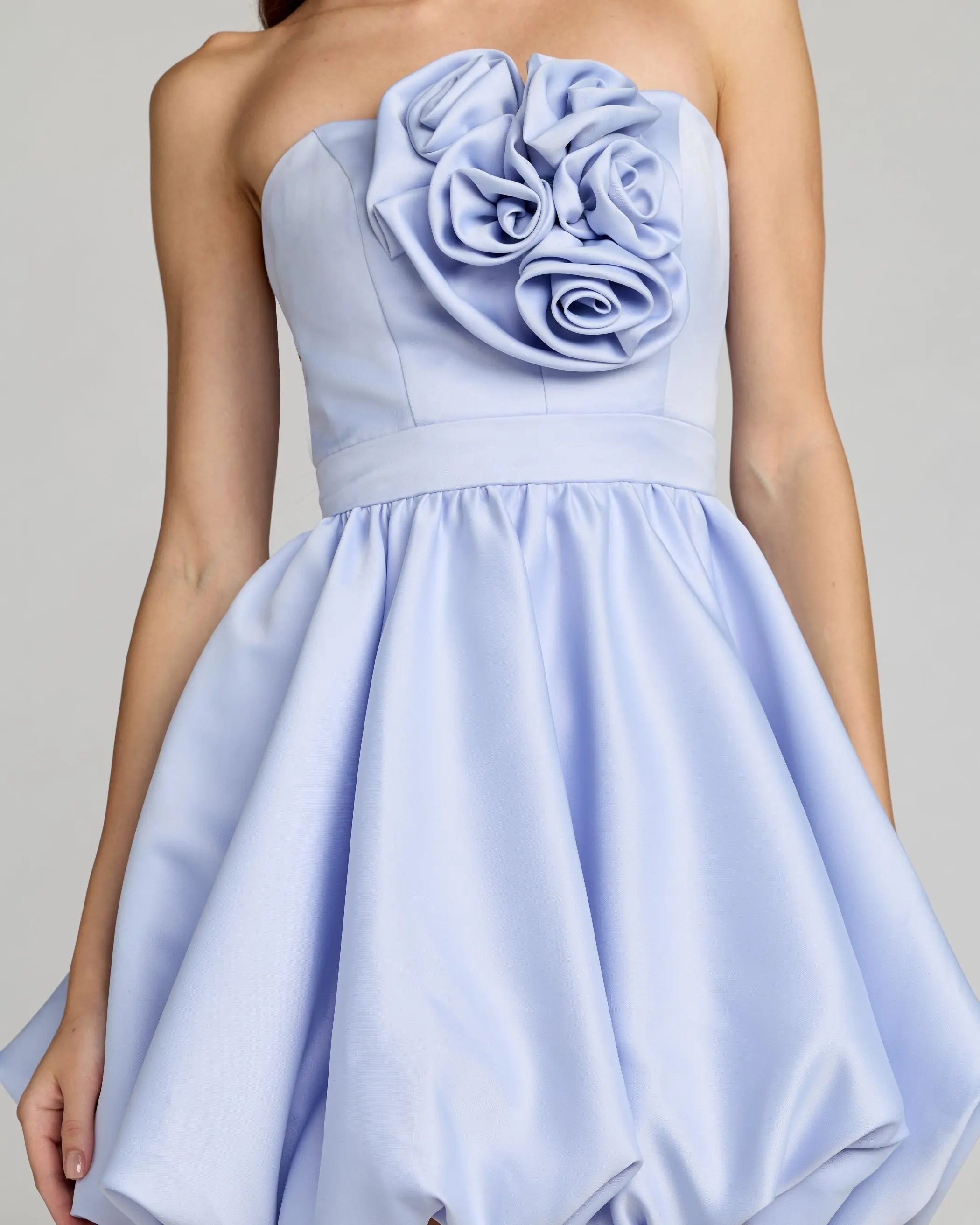 Light Purple Strapless Bubble Hem Mini Dress Ieena for Mac Duggal