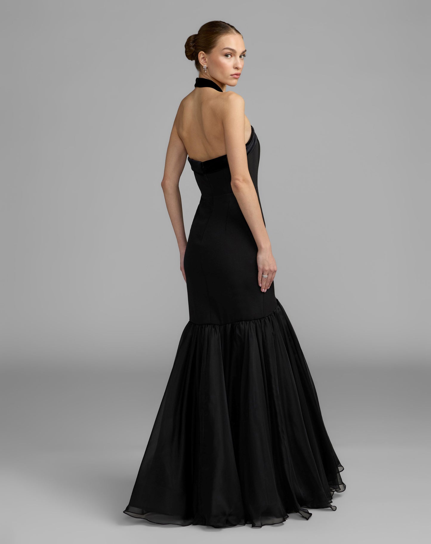 Black Halter Mermaid Gown With Bow - Ieena for Mac Duggal
