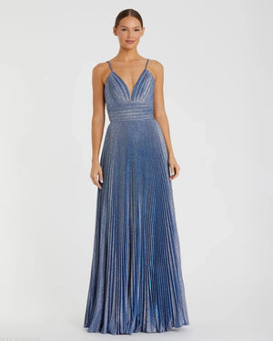 Navy Sleeveless Chiffon A-Line Tea Length Cocktail Dress