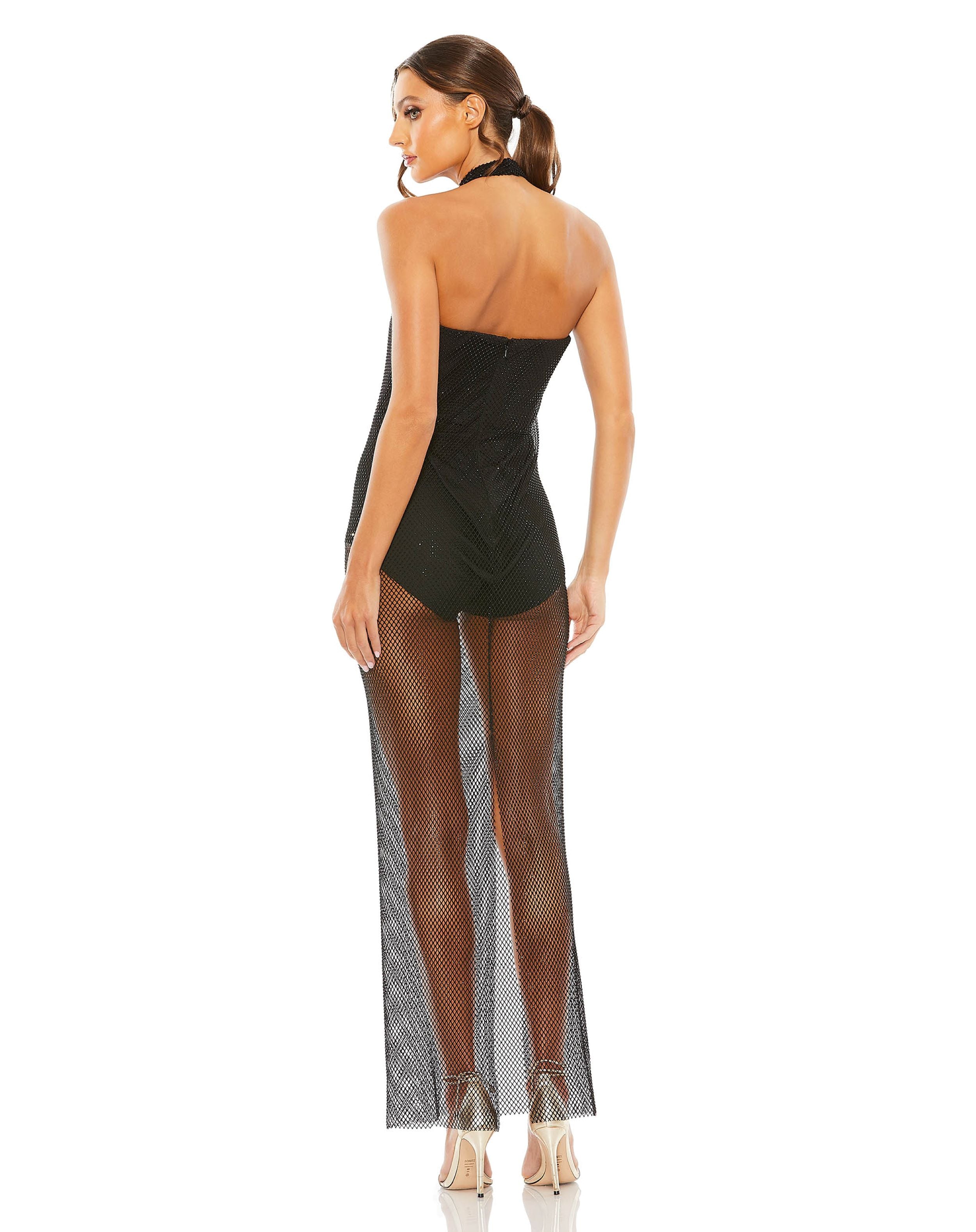 Embellished Mesh Sleeveless Dress With Bodysuit | Sample | Sz. 2