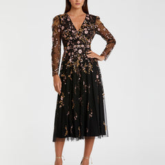 Floral Embroidered A-Line Cocktail Dress