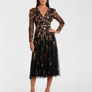 Floral Embroidered A-Line Cocktail Dress