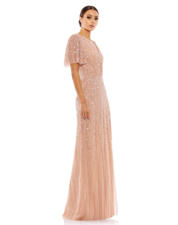 Embellished Flutter Sleeve Gown – Mac Duggal