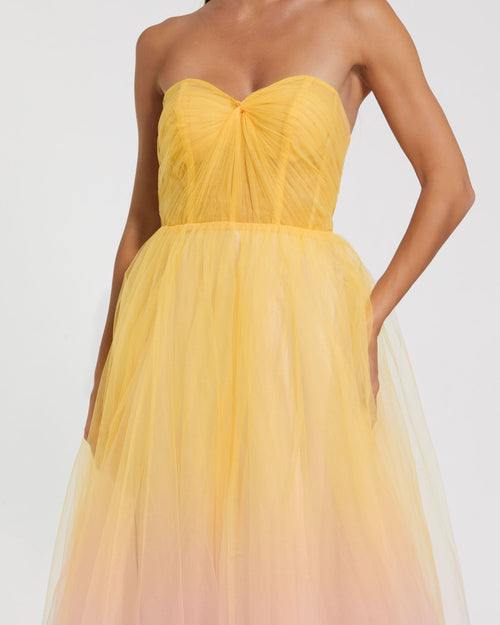 Strapless Sweetheart Ombre Tulle Ballgown