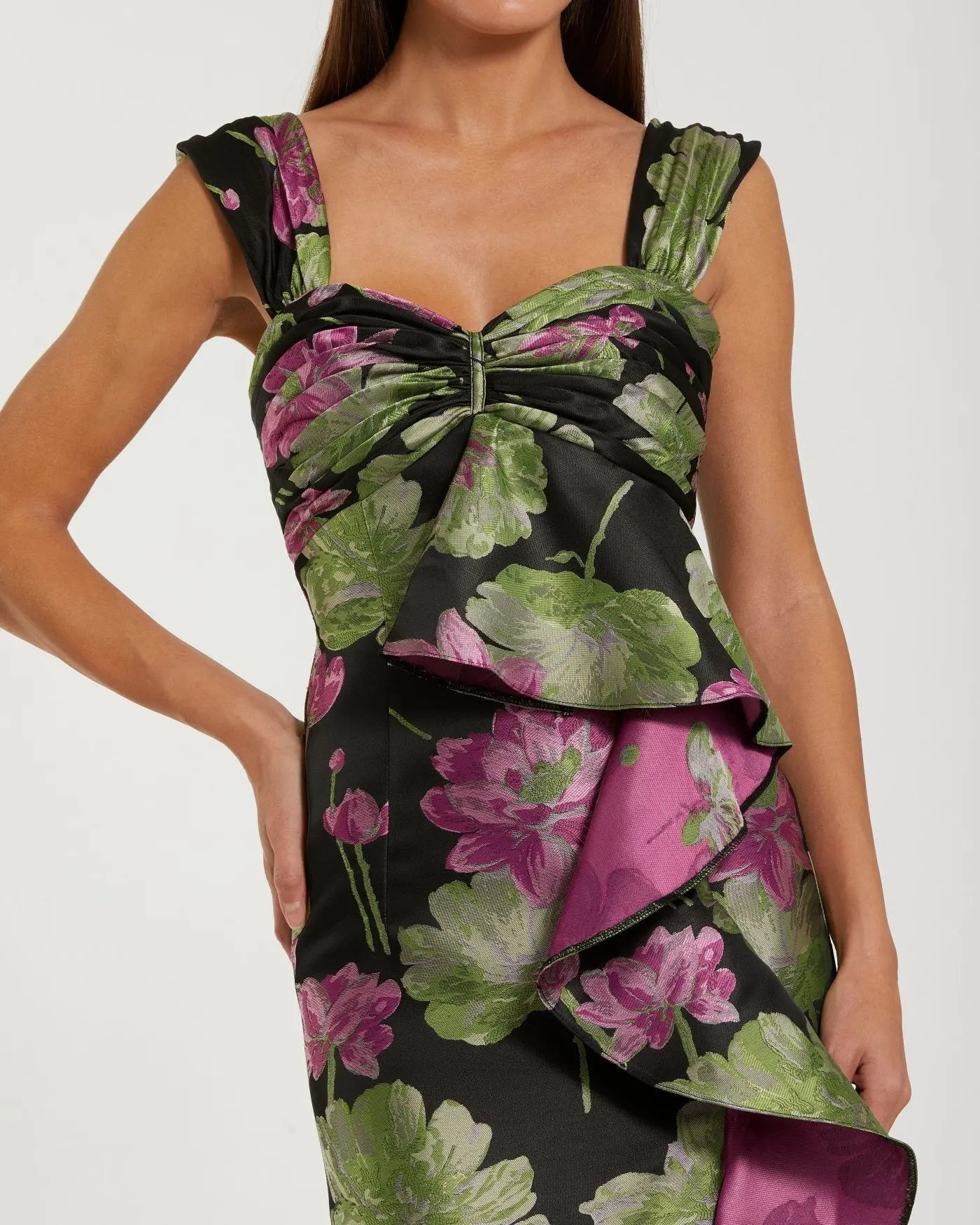 chinese dress ladies ASTR Black Floral High-Low Maxi Dress
