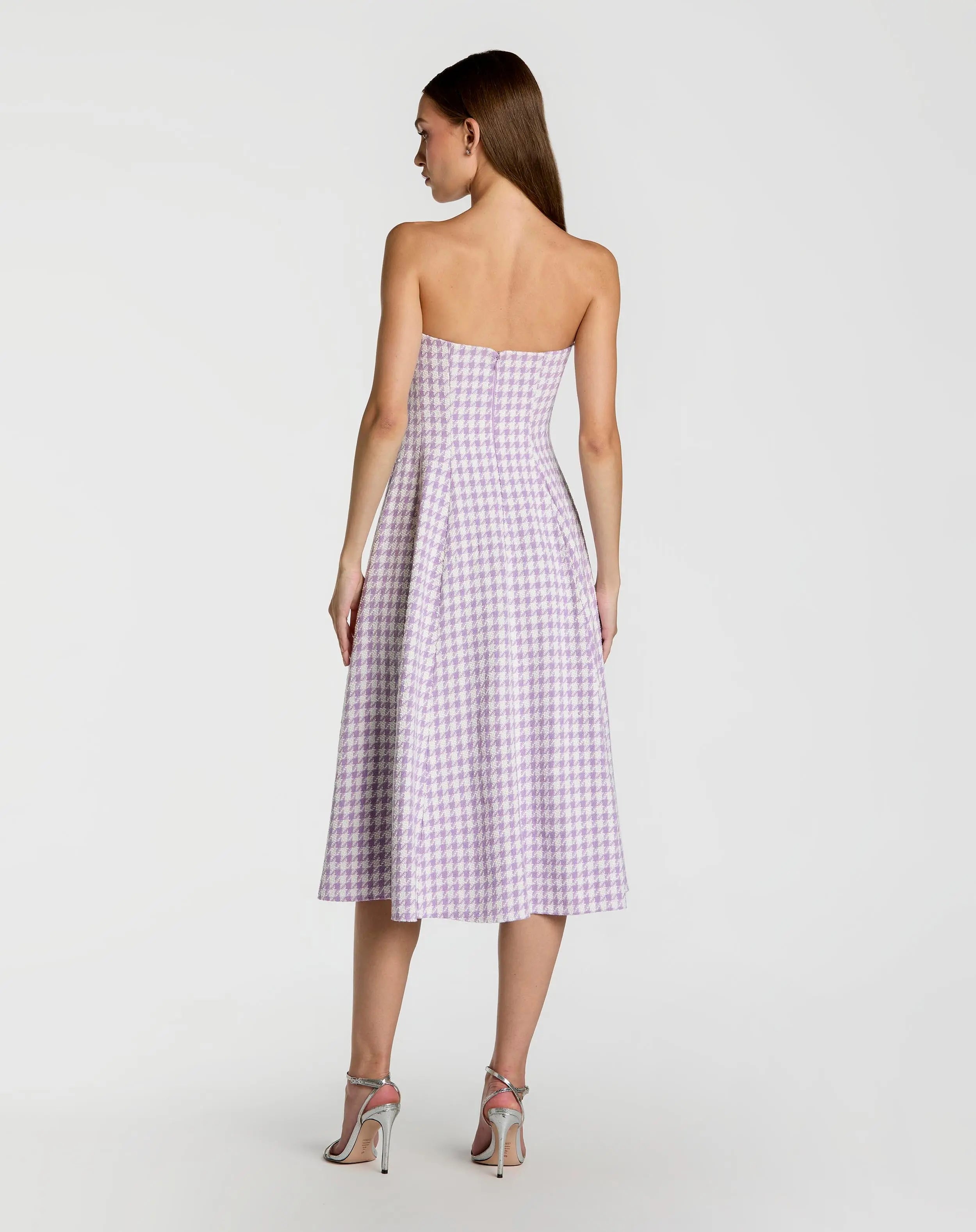 Purple Embellished Boucle Strapless Midi Dress Ieena for Mac Duggal