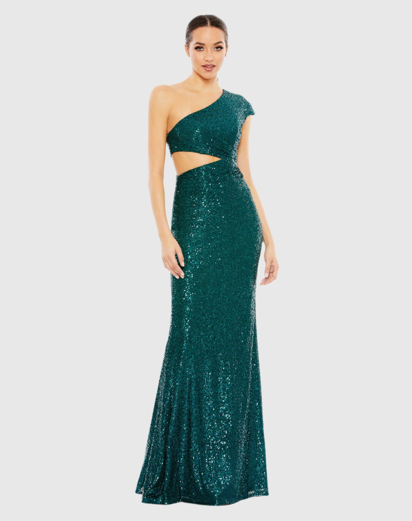 Paillettenbesetztes One-Shoulder-Kleid mit Flügelärmeln und Cut-Outs - ENDGÜLTIGER VERKAUF 