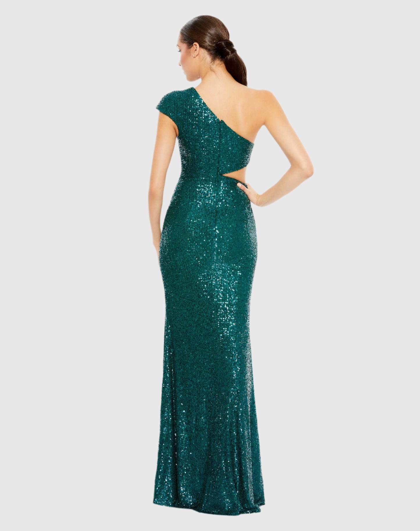 Paillettenbesetztes One-Shoulder-Kleid mit Flügelärmeln und Cut-Outs - ENDGÜLTIGER VERKAUF 