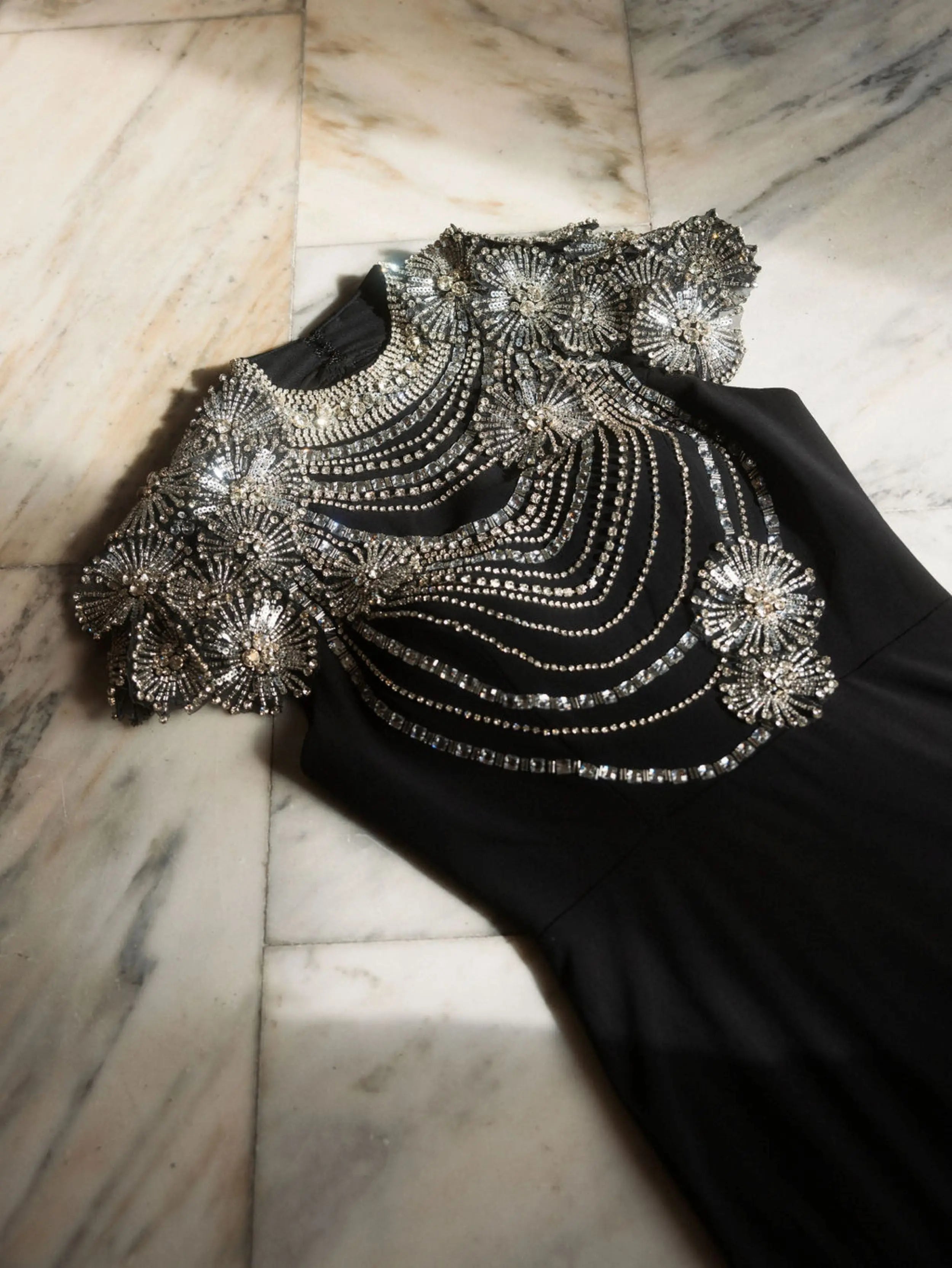 Black High Neck Embellished Column Gown - Mac Duggal